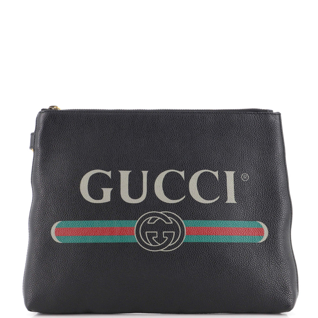 Logo Wristlet Clutch Printed Leather