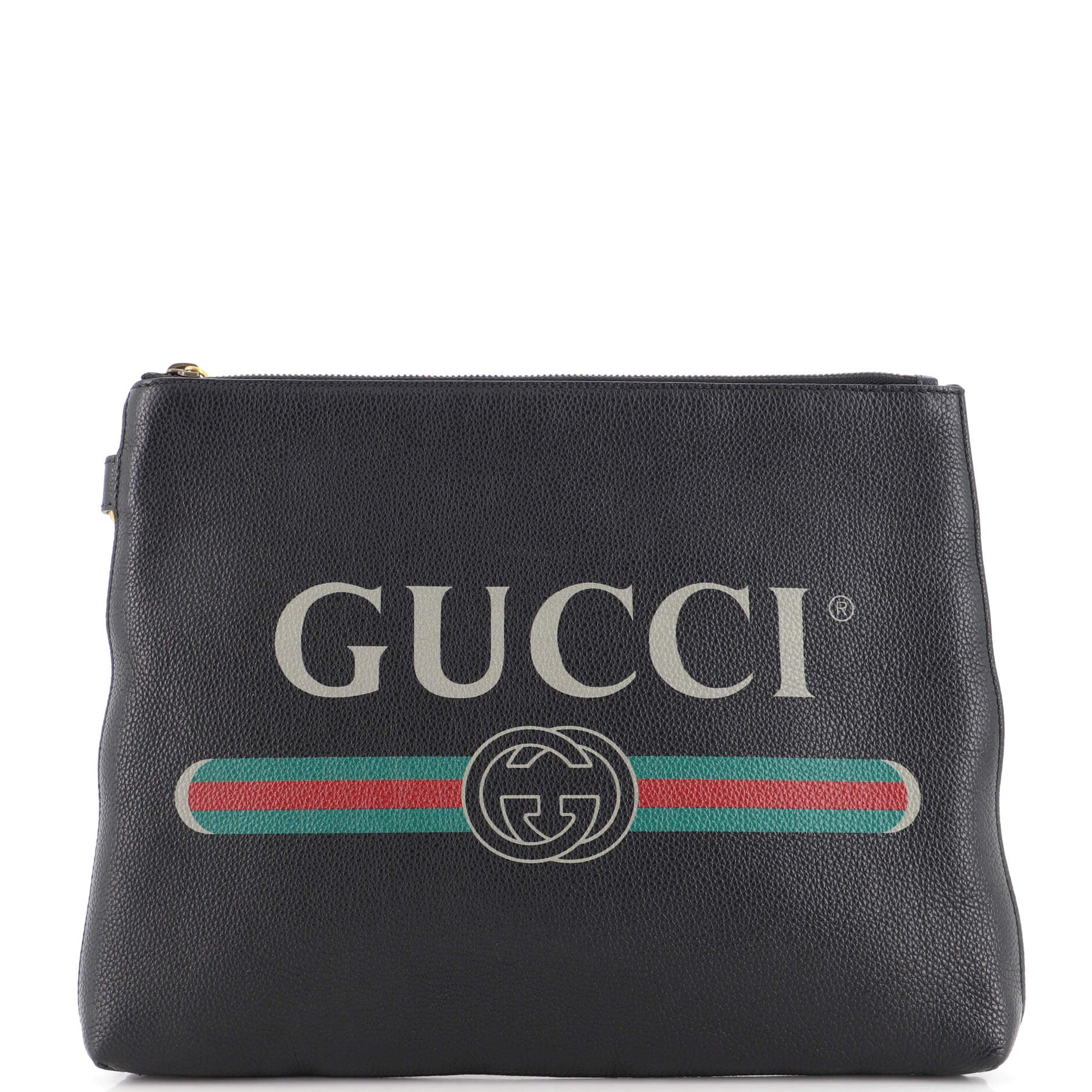Logo Wristlet Clutch Printed Leather