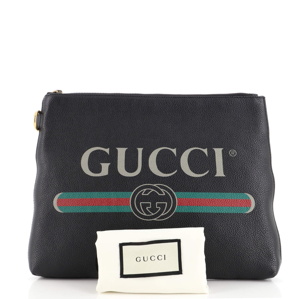 Logo Wristlet Clutch Printed Leather