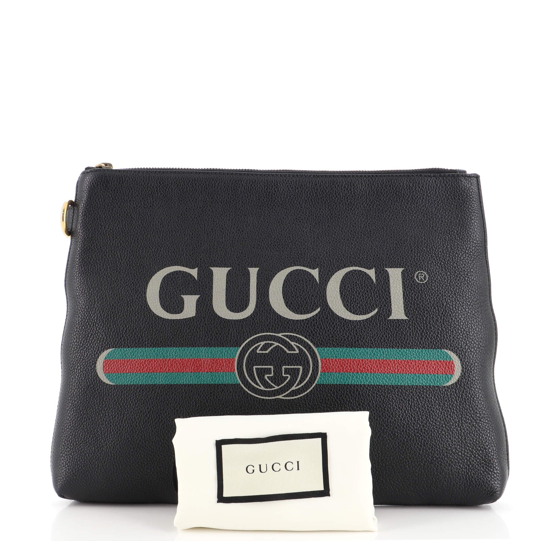 Logo Wristlet Clutch Printed Leather