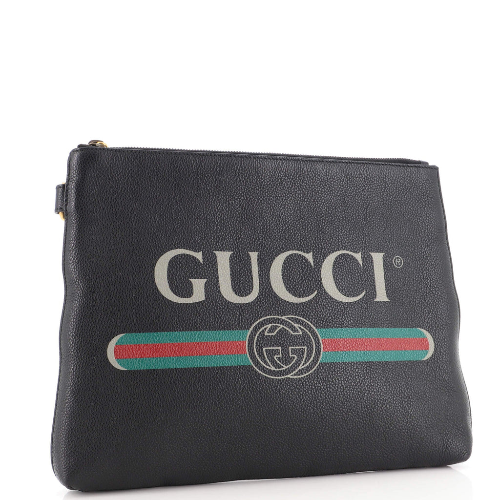 Logo Wristlet Clutch Printed Leather