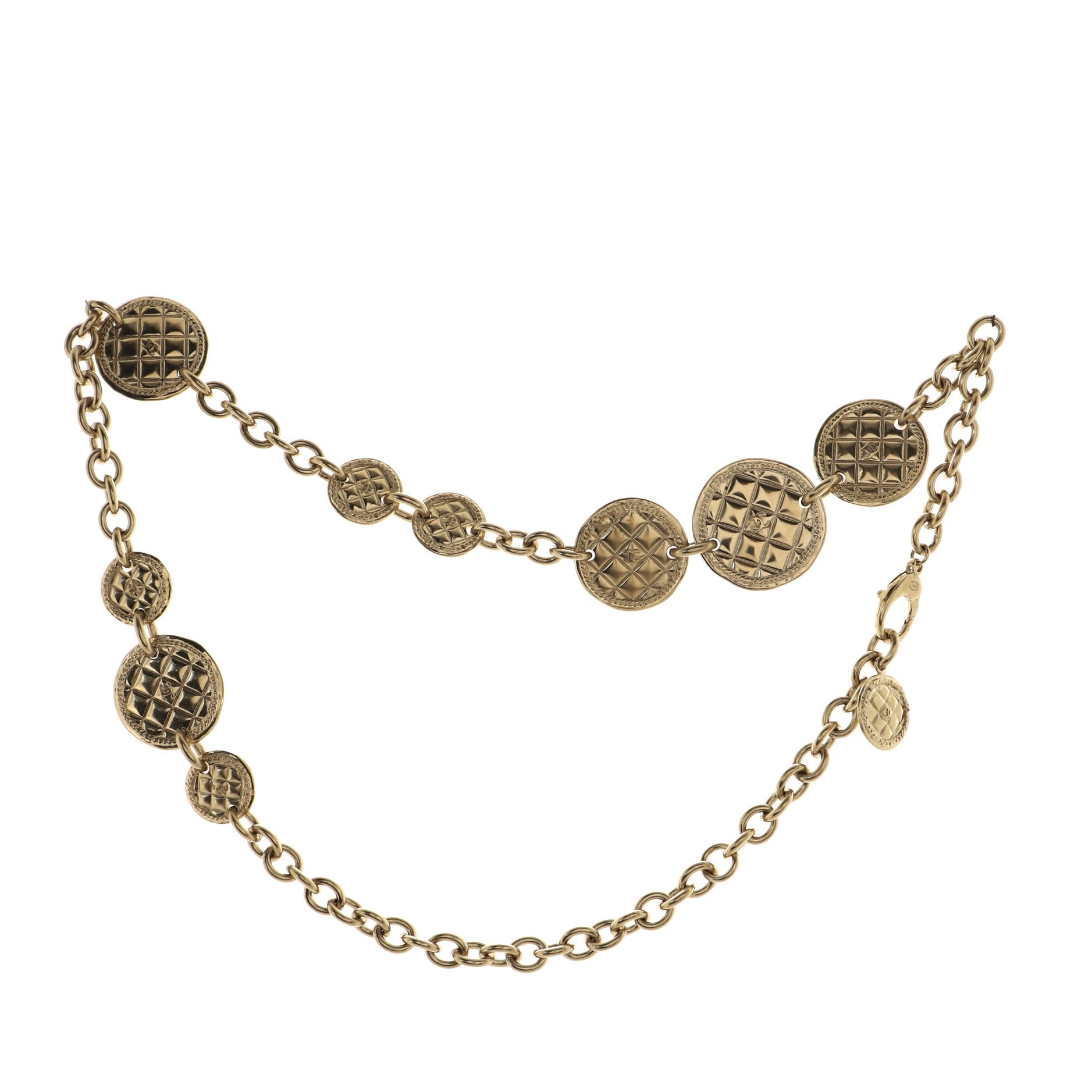 CC Quilted Medallion Chain Belt Metal 0