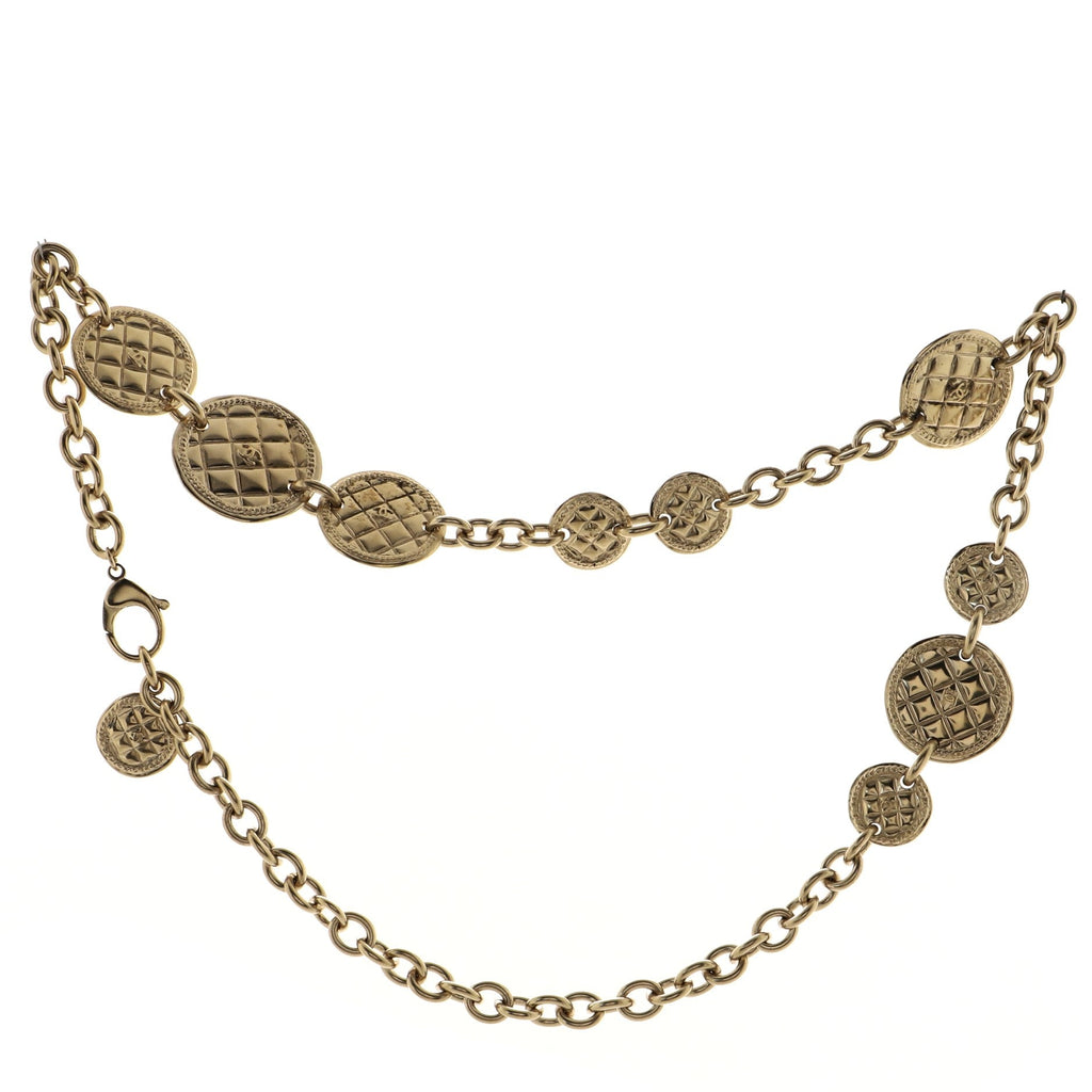 CC Quilted Medallion Chain Belt Metal 0