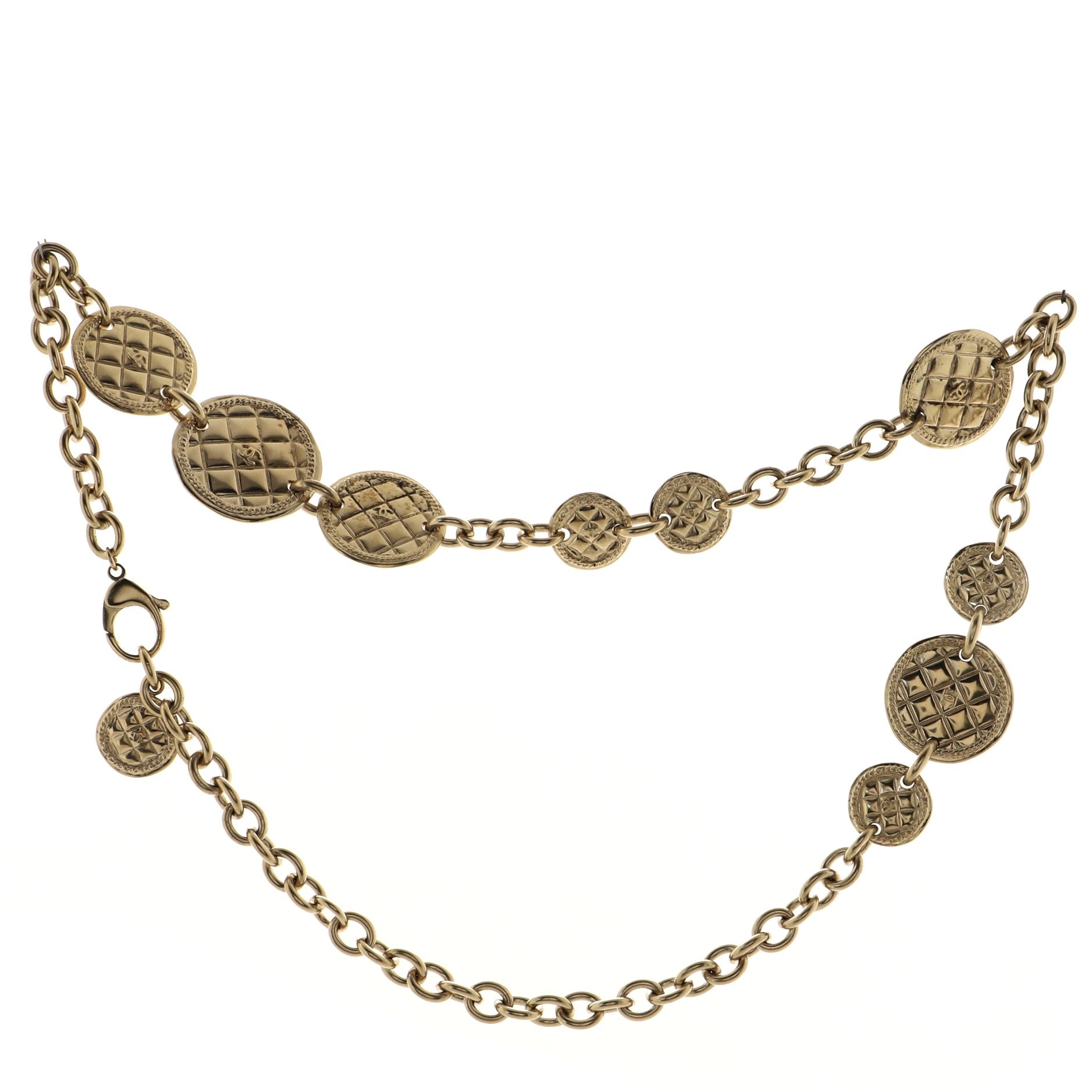 CC Quilted Medallion Chain Belt Metal 0