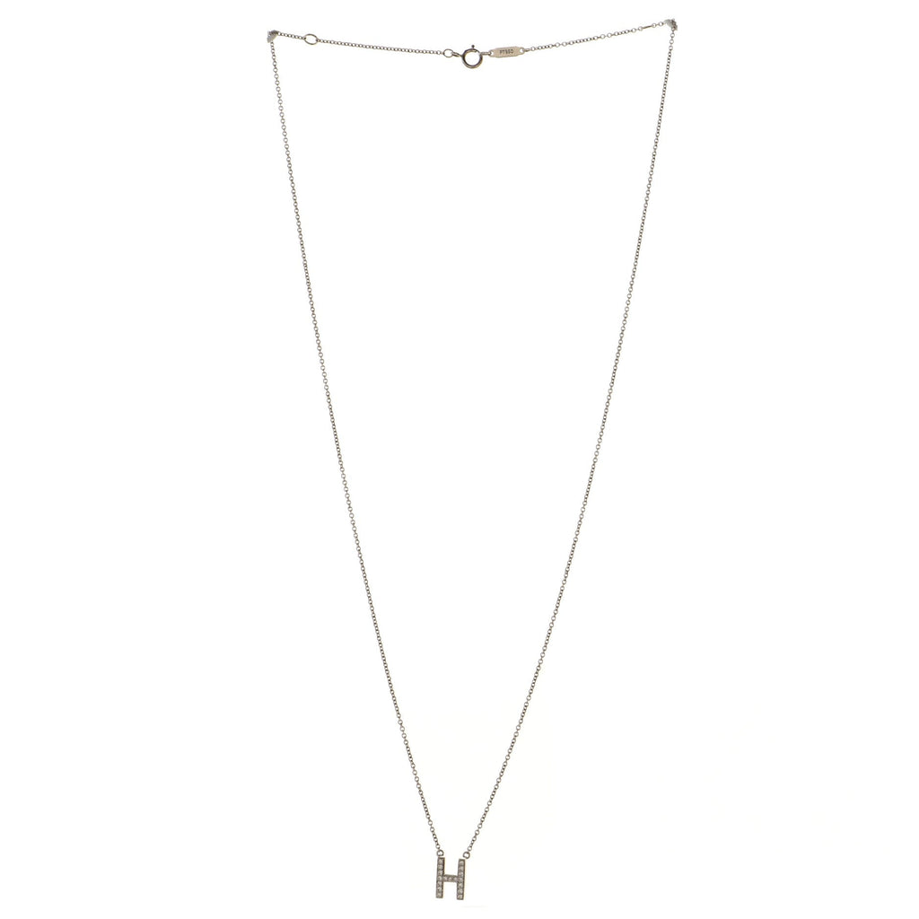 Tiffany Letters Pendant Necklace Platinum and Diamonds Mini