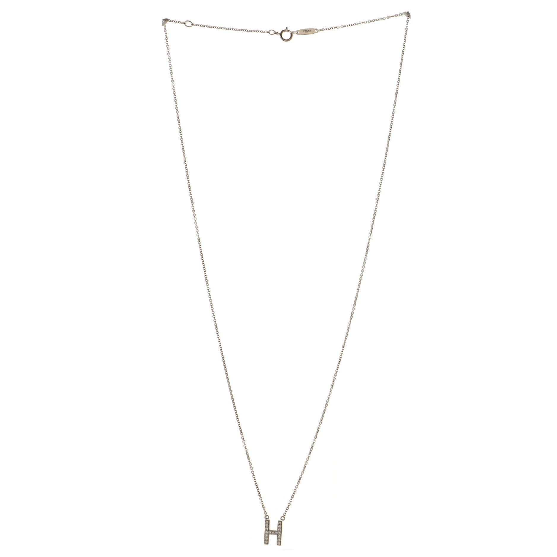 Tiffany Letters Pendant Necklace Platinum and Diamonds Mini
