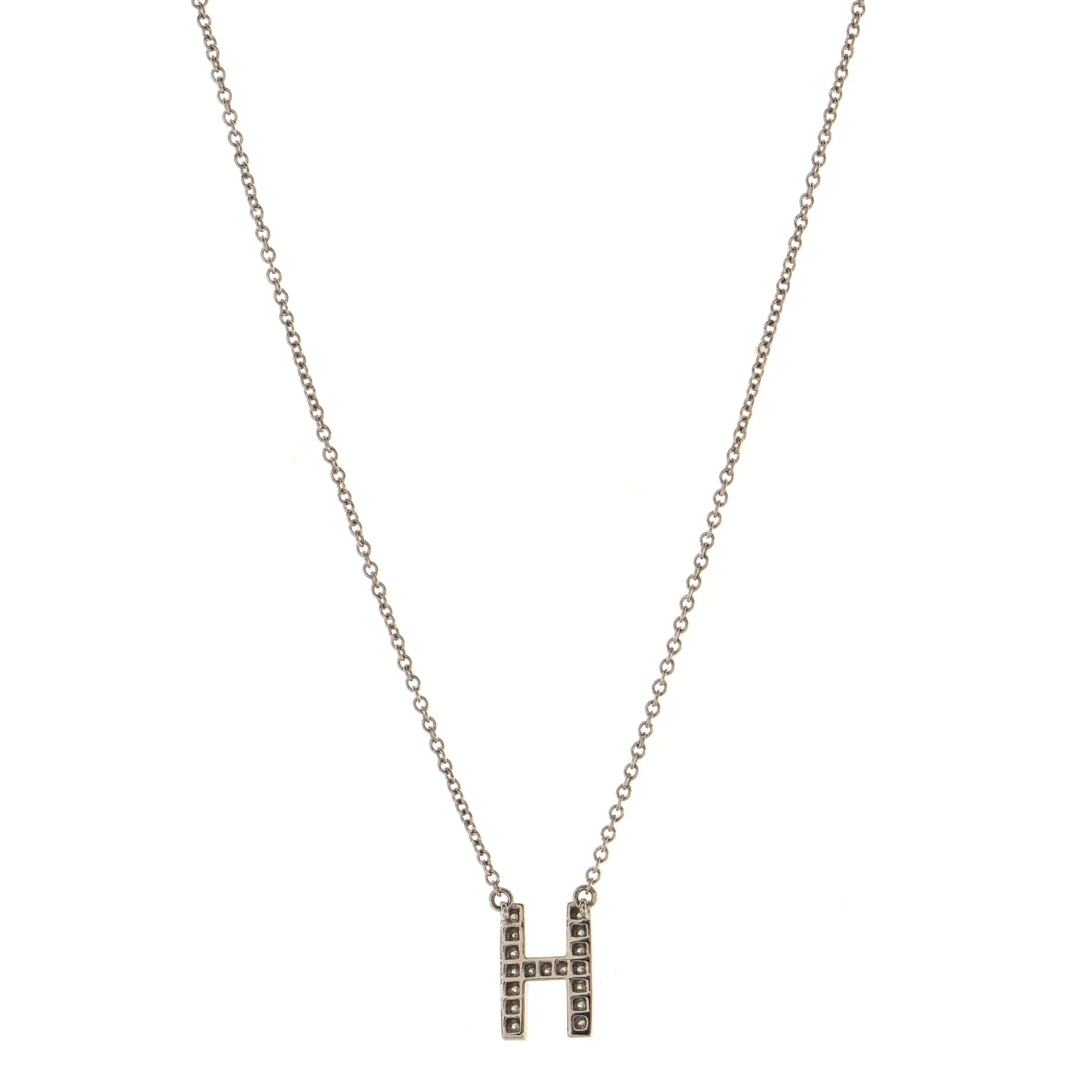 Tiffany Letters Pendant Necklace Platinum and Diamonds Mini