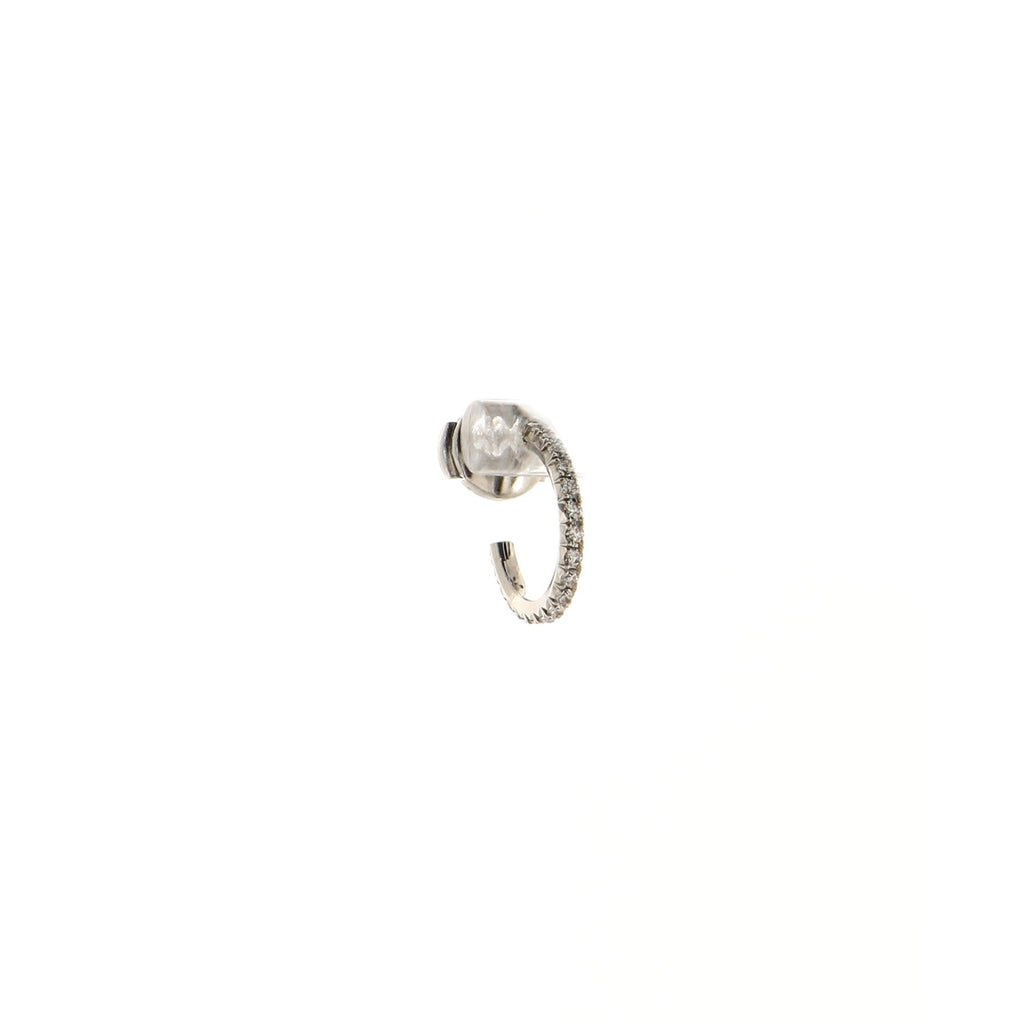 Metro Hoop Earrings 18K White Gold with Diamonds Mini