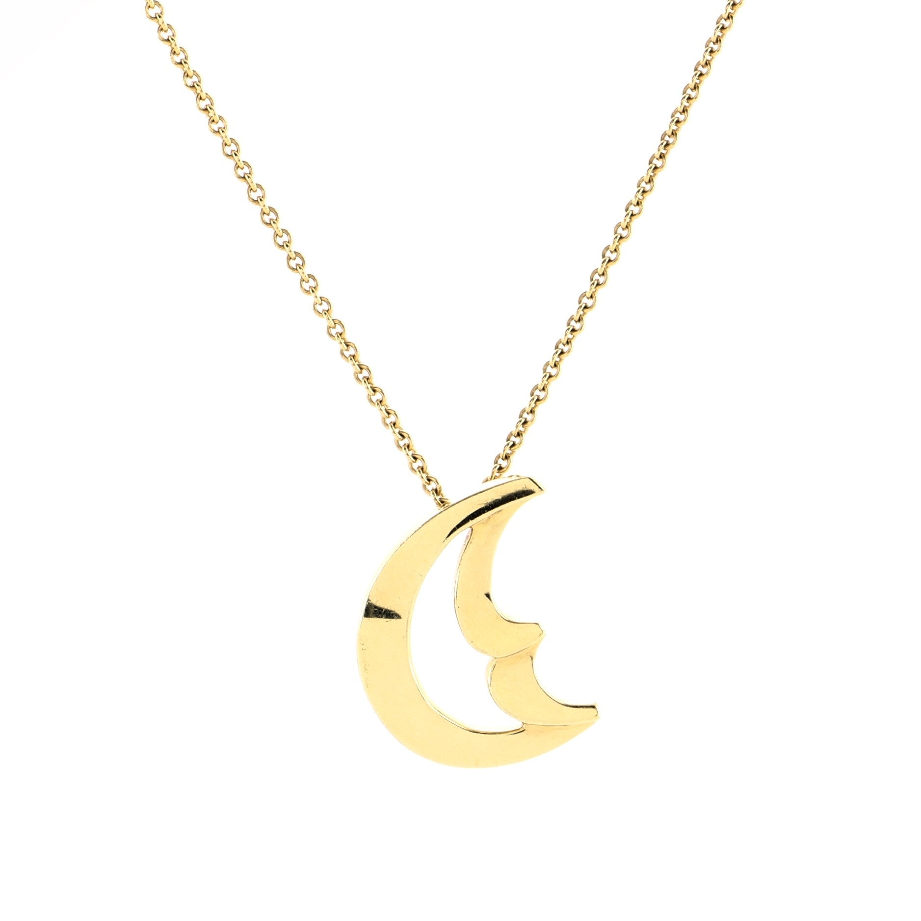 Paloma Picasso Half Moon Face Pendant Necklace 18K Yellow Gold