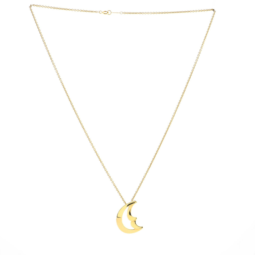 Paloma Picasso Half Moon Face Pendant Necklace 18K Yellow Gold