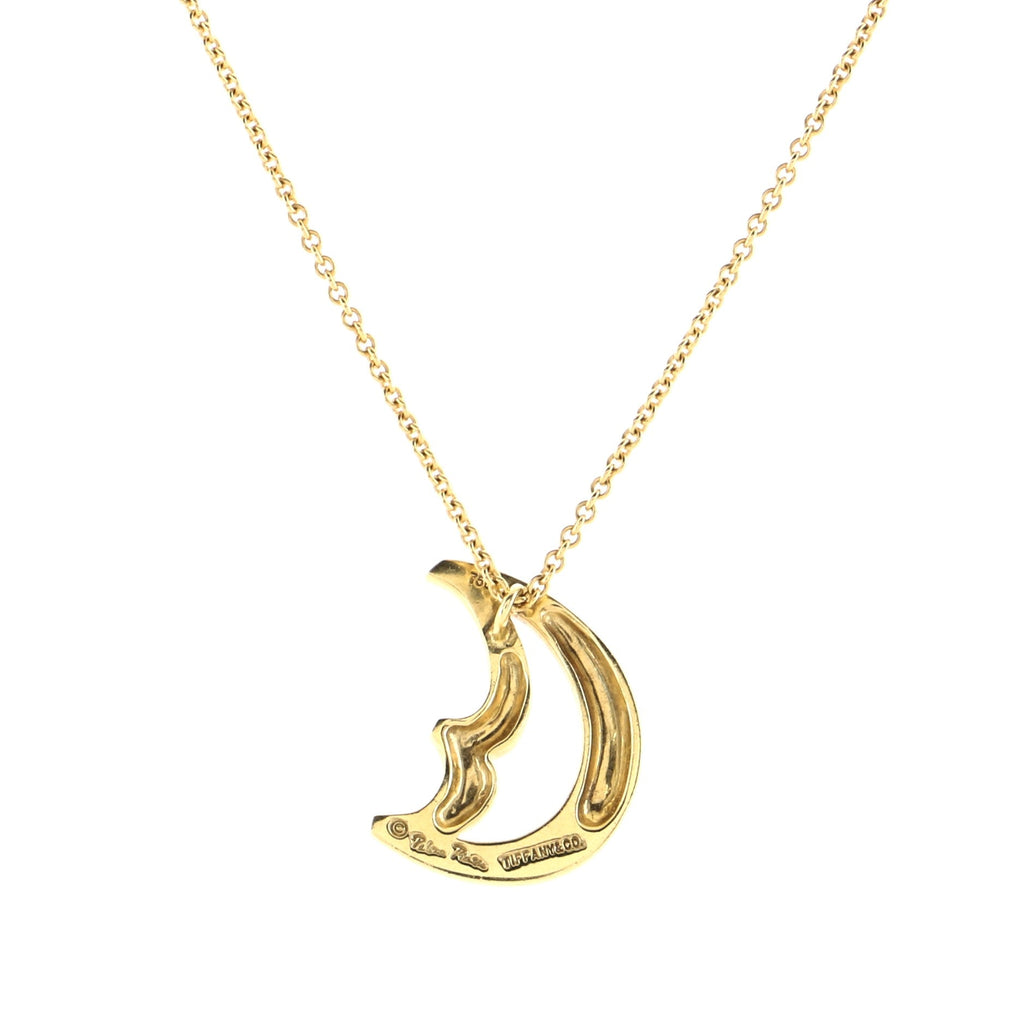 Paloma Picasso Half Moon Face Pendant Necklace 18K Yellow Gold