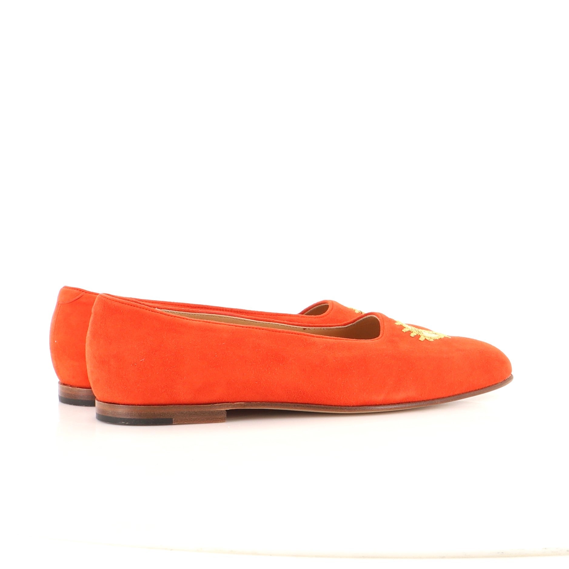 Women's Orphee Ballerina Flats Embroidered Suede