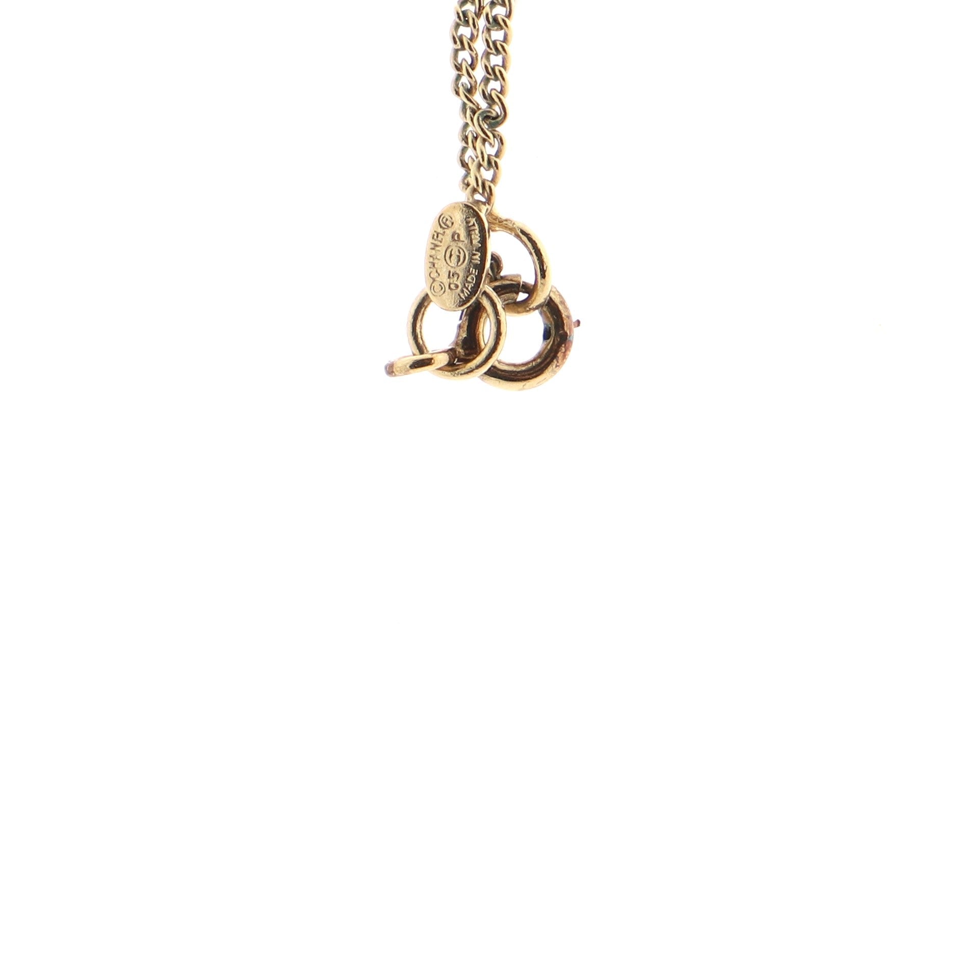 CC Heart Dangling Pendant Necklace Metal with Enamel