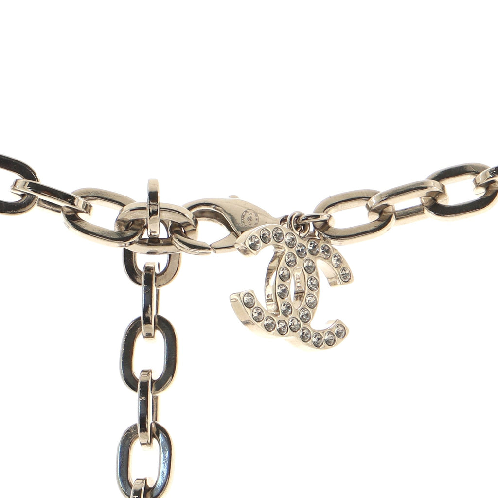 CC Graphic Cluster Chain Necklace Metal with Crystals
