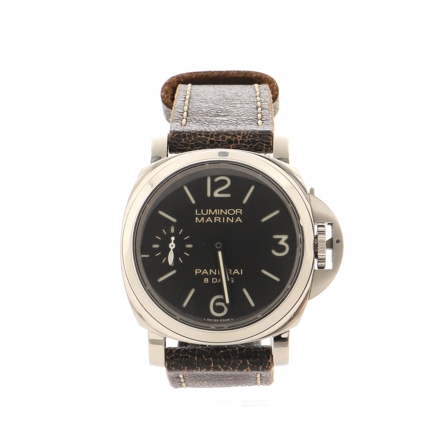 Luminor Marina 8 Days Acciaio Manual Watch Stainless Steel and Leather 44