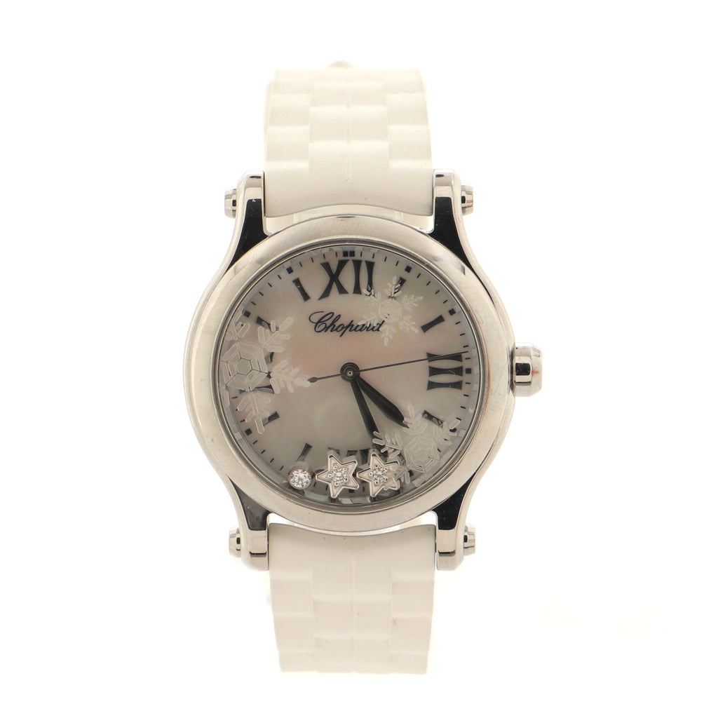 Happy Sport Christmas Limited Edition Quartz Watch Stainless Steel and Rubber with Floating Diamonds 30