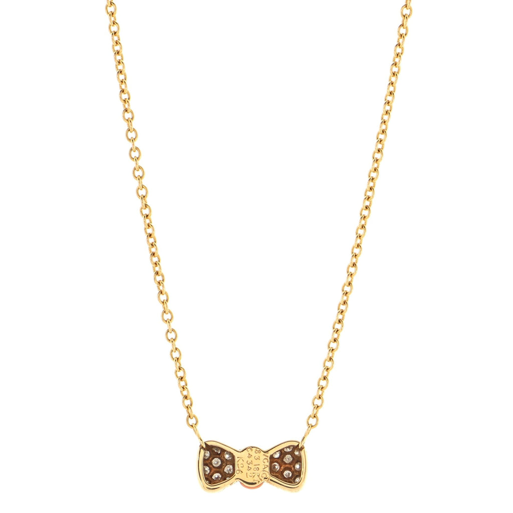 Bow Necklace 18K Yellow Gold with Coral and Diamonds