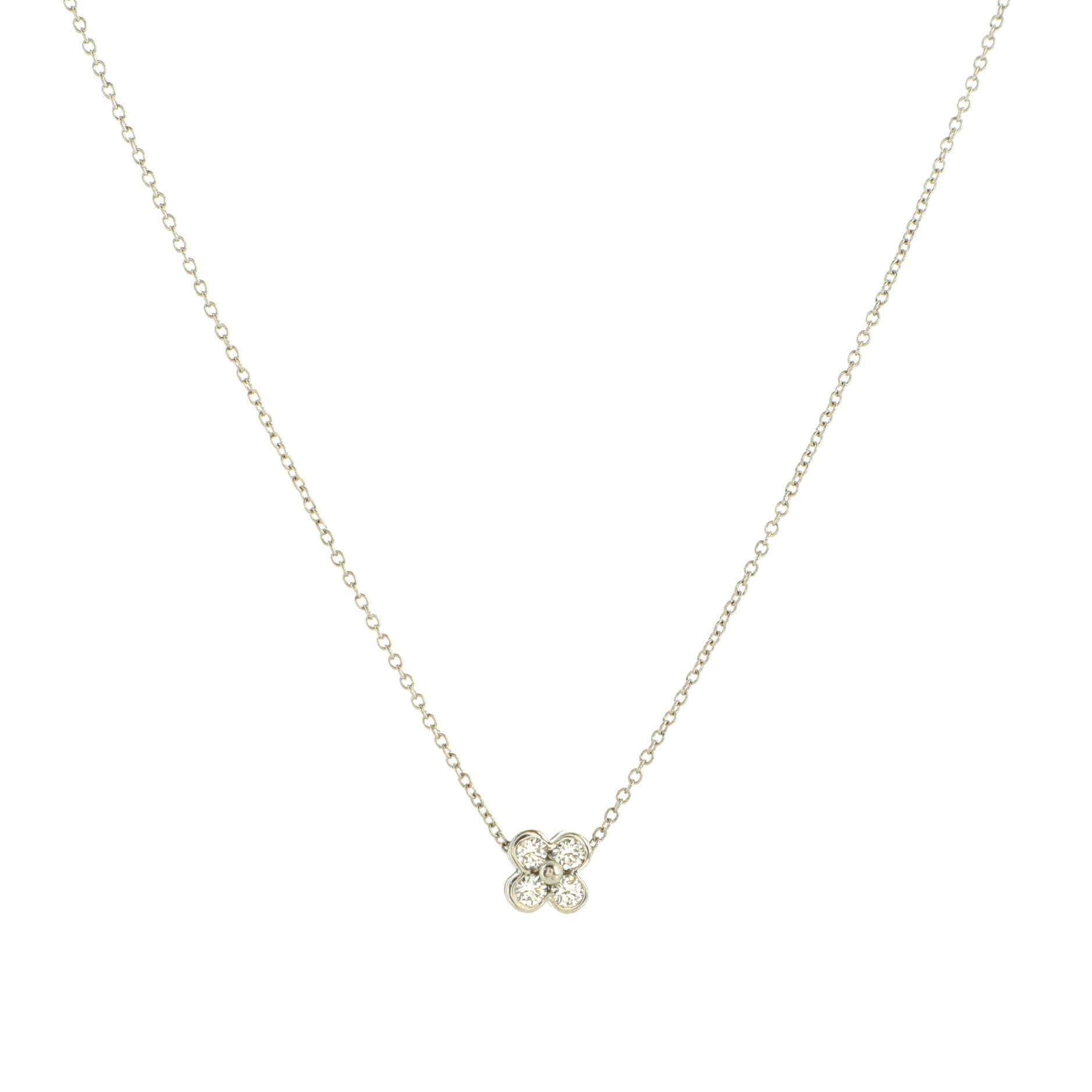 Garden Flower Pendant Necklace Platinum and Diamonds