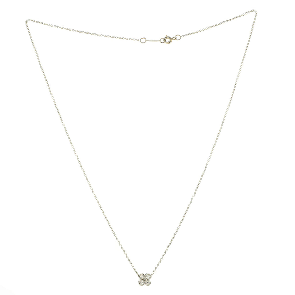 Garden Flower Pendant Necklace Platinum and Diamonds