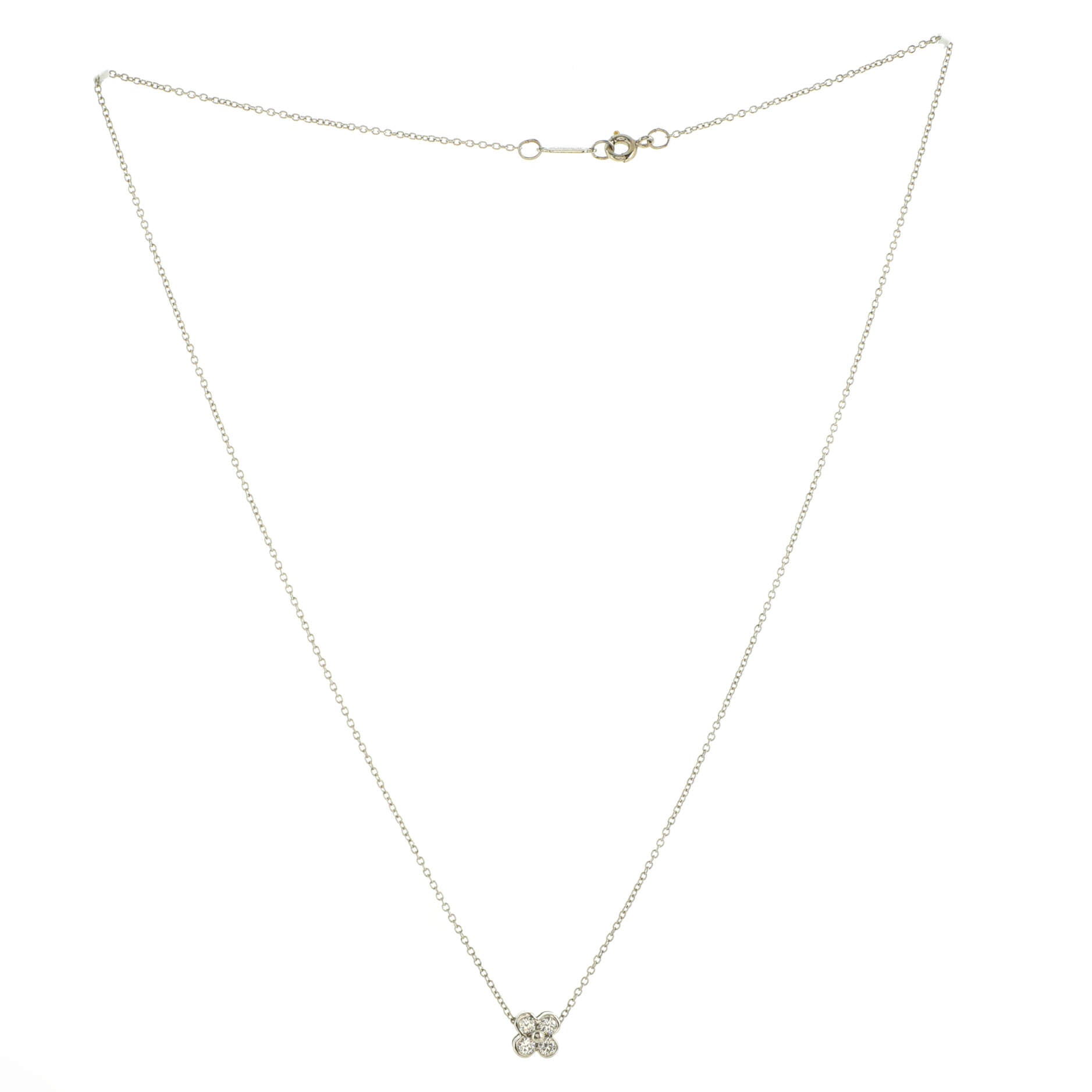 Garden Flower Pendant Necklace Platinum and Diamonds