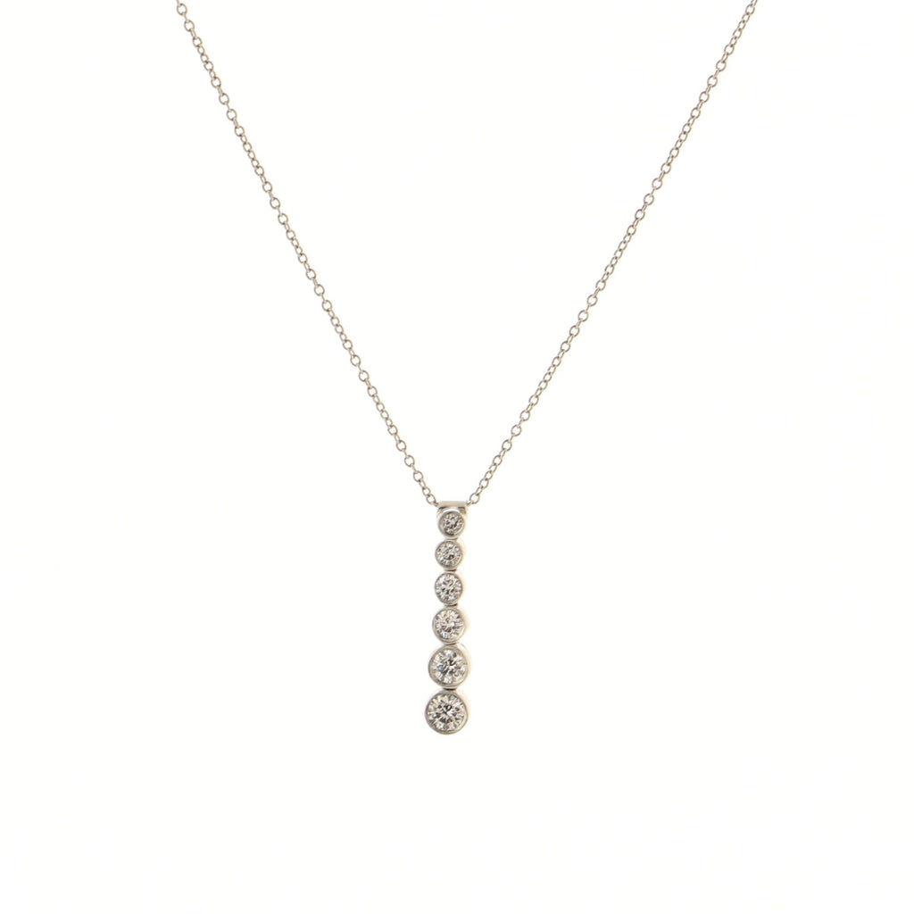Jazz Graduated Drop Pendant Necklace Platinum and Diamonds