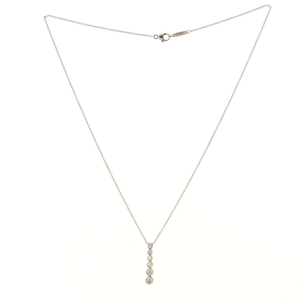 Jazz Graduated Drop Pendant Necklace Platinum and Diamonds