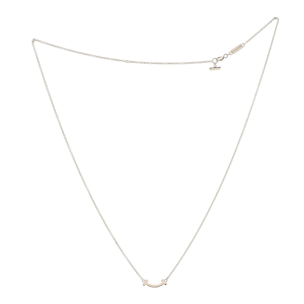 T Smile Pendant Necklace 18K White Gold Mini