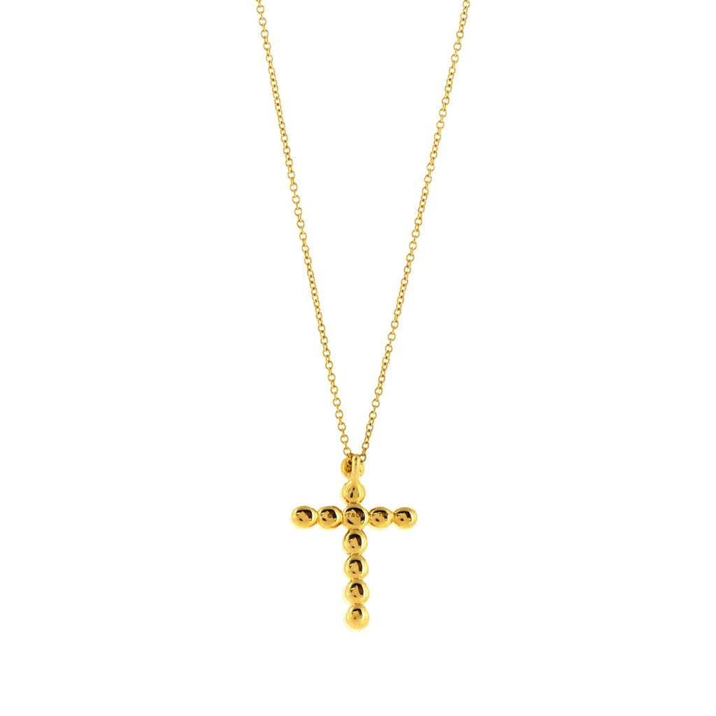 Cross Pendant Necklace 18K Yellow Gold with Pearls