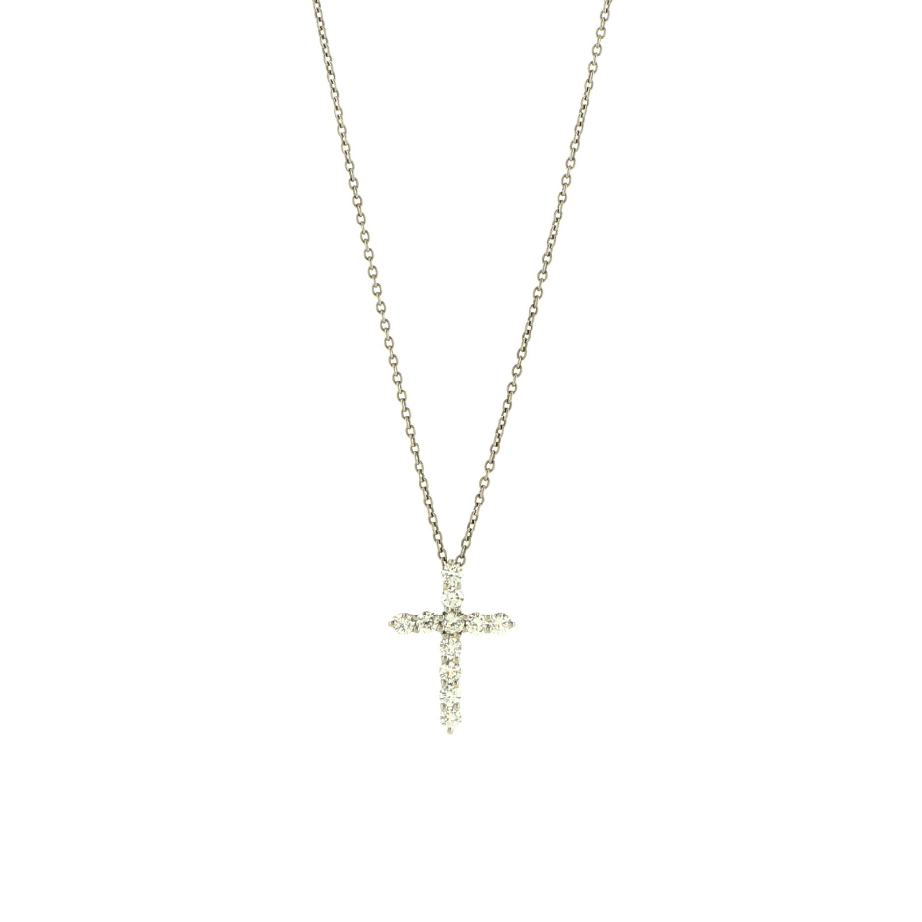 Cross Pendant Necklace Platinum and Diamonds Medium