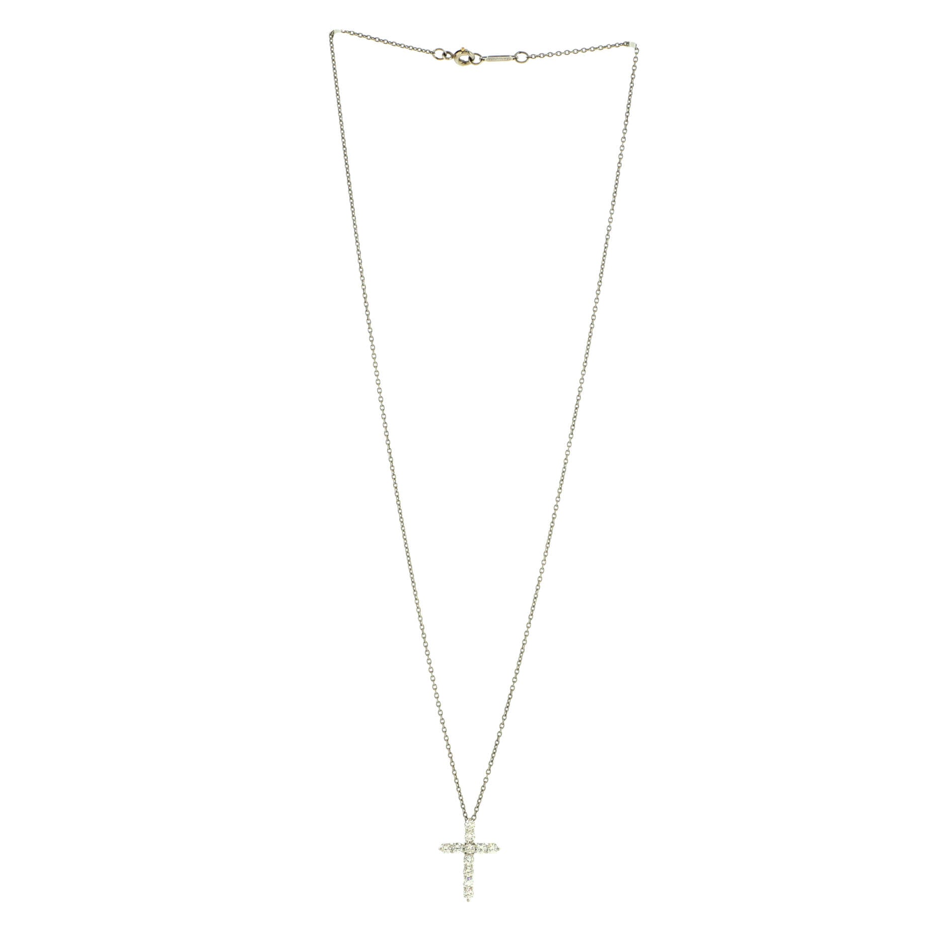 Cross Pendant Necklace Platinum and Diamonds Medium