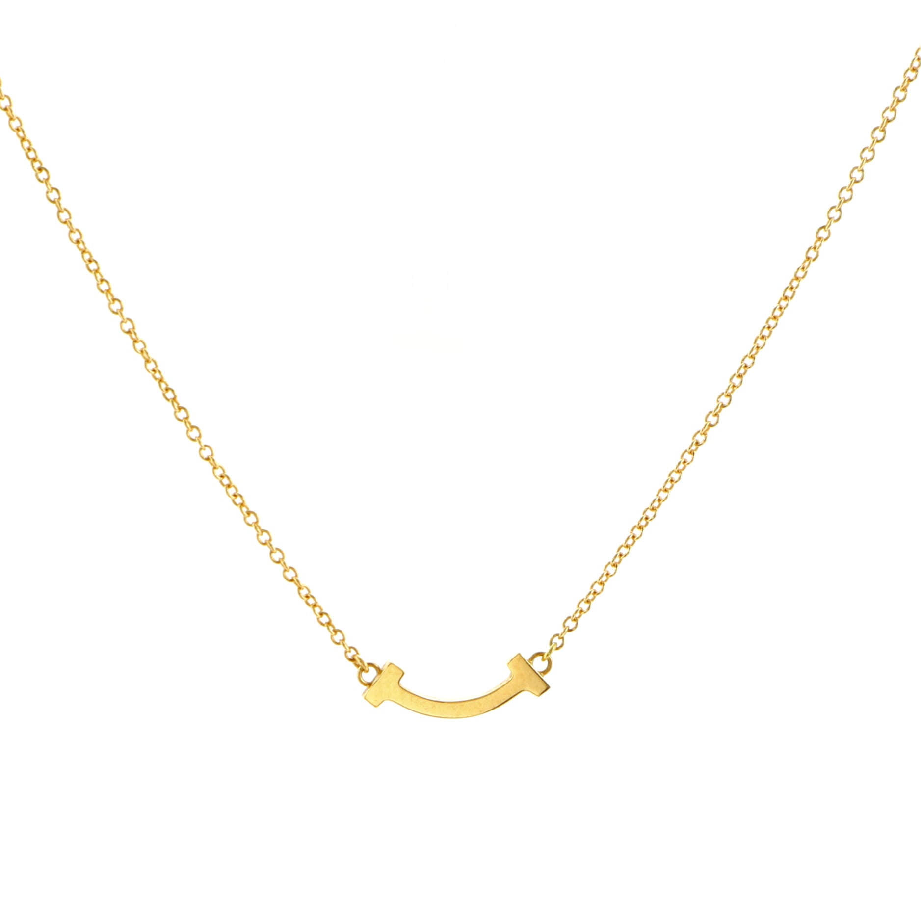 T Smile Pendant Necklace 18K Yellow Gold Mini