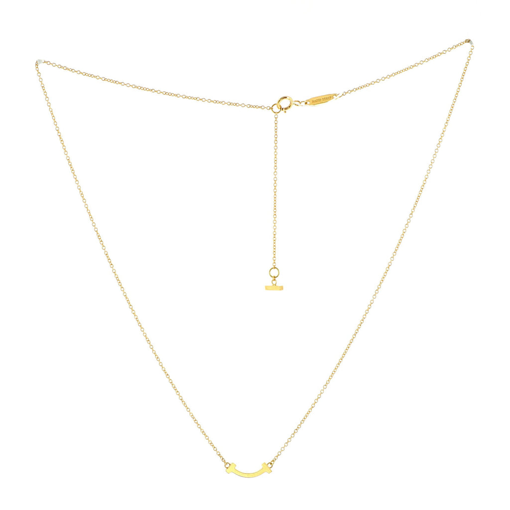 T Smile Pendant Necklace 18K Yellow Gold Mini