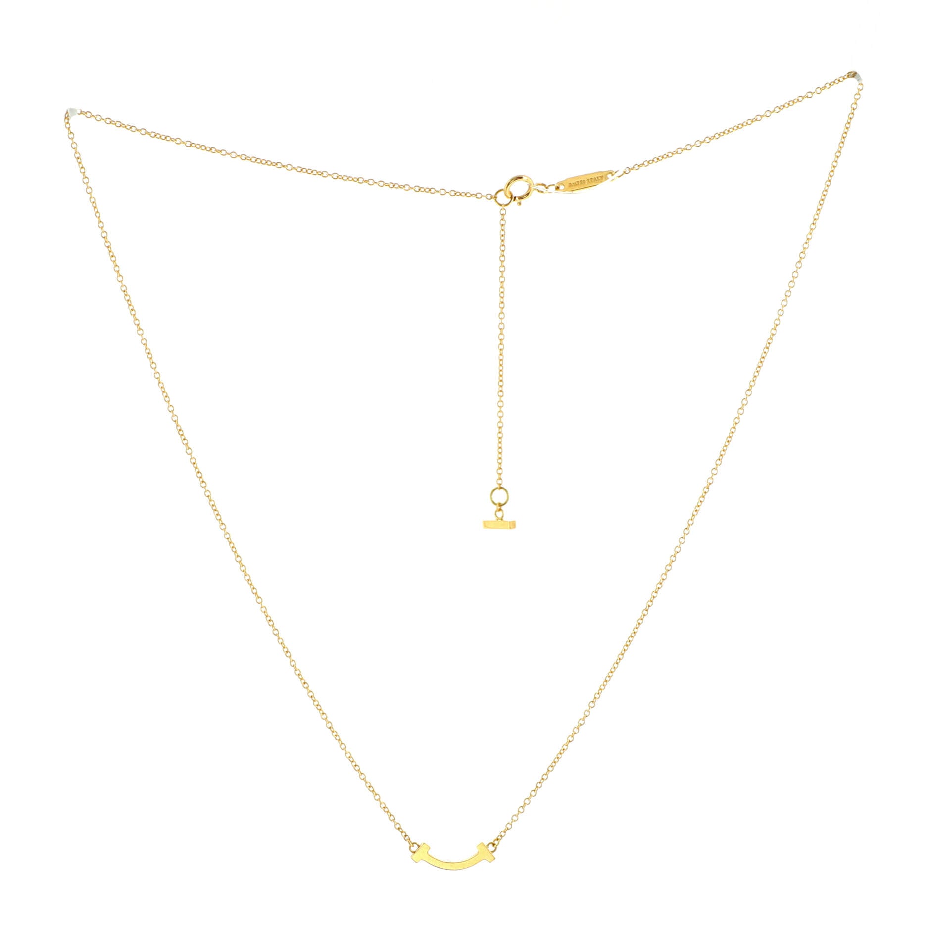T Smile Pendant Necklace 18K Yellow Gold Mini