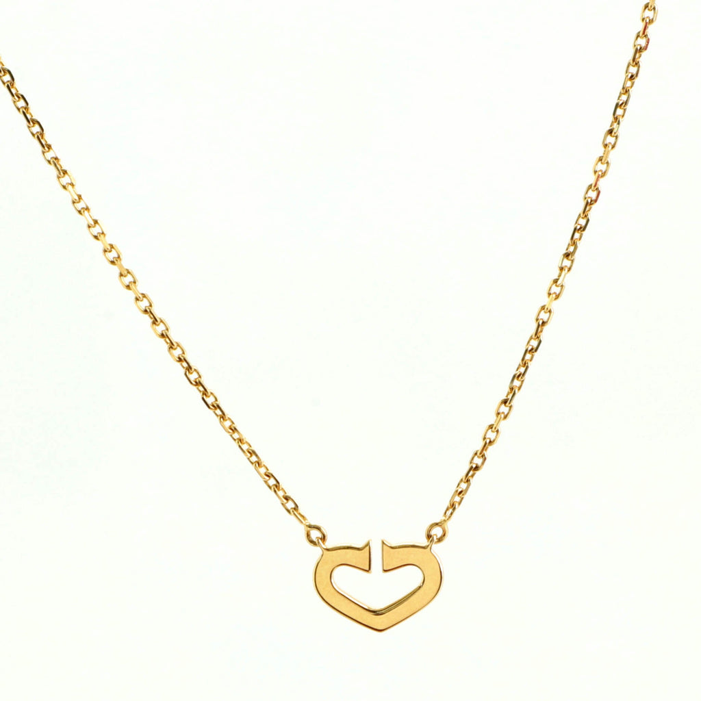 C Heart de Cartier Pendant Necklace 18K Yellow Gold with Pave Diamonds