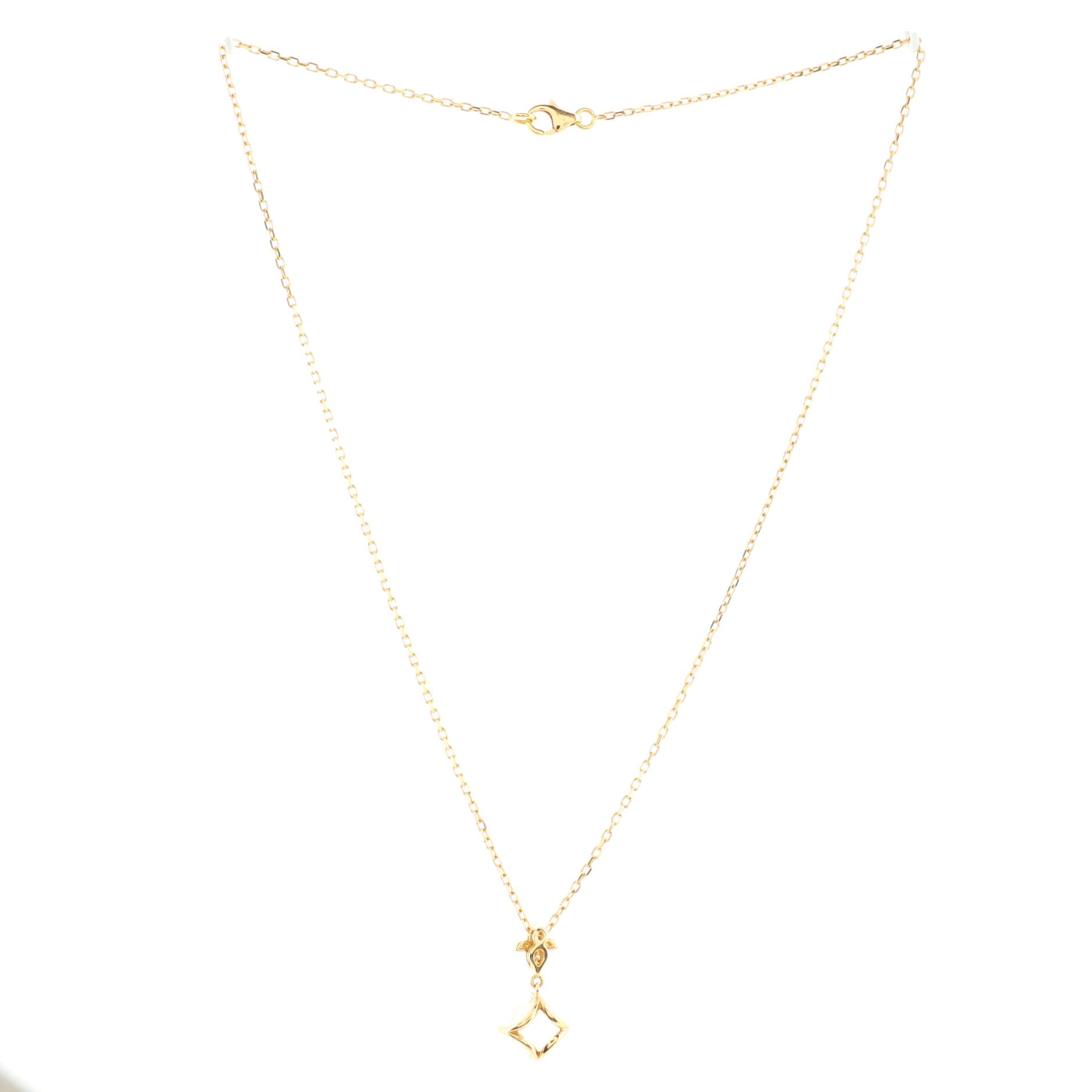 Indian Mystery Ryuse Necklace 18K Rose Gold with Rose Quartz  and Diamonds