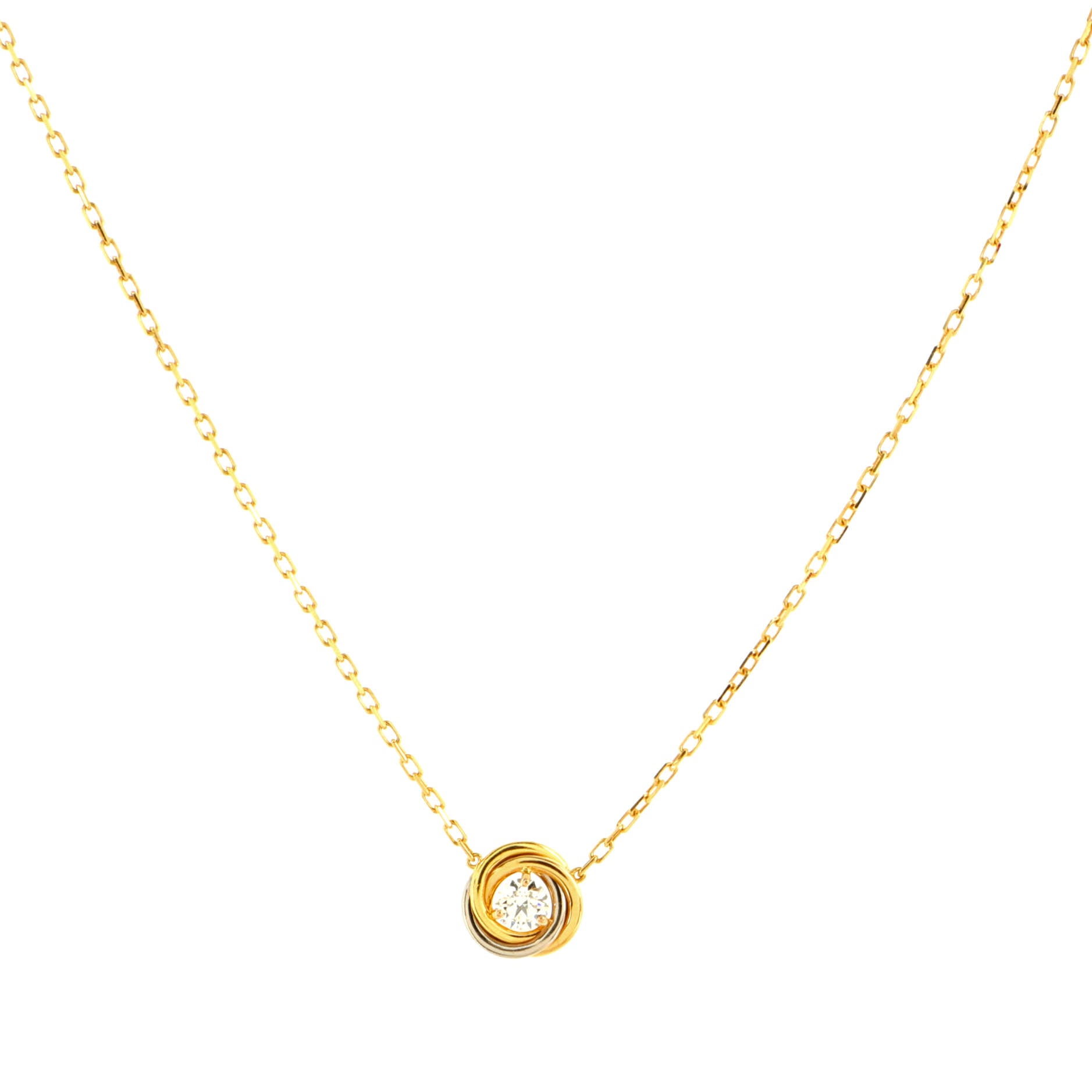 Trinity Pendant Necklace 18K Tricolor Gold and Diamond
