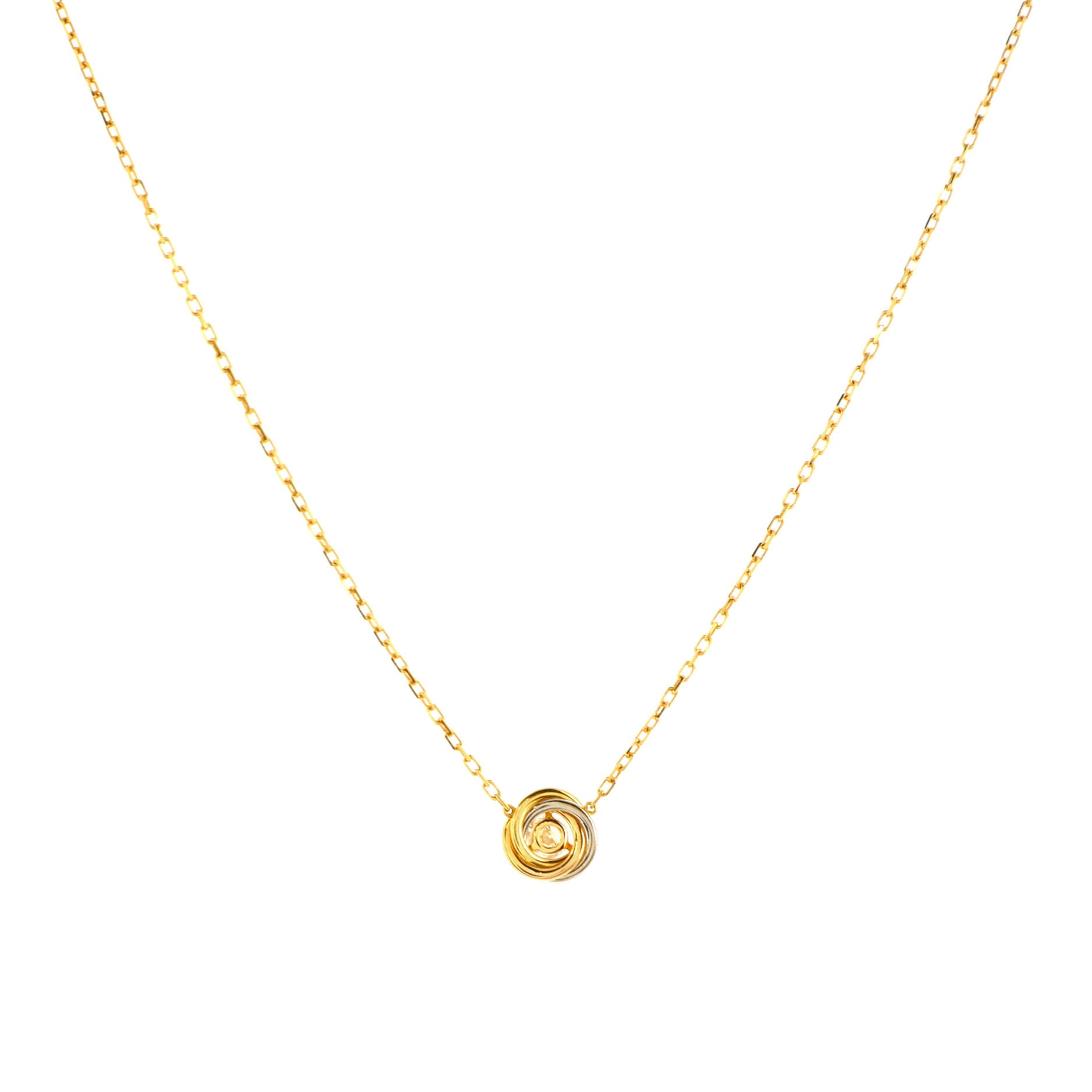 Trinity Pendant Necklace 18K Tricolor Gold and Diamond