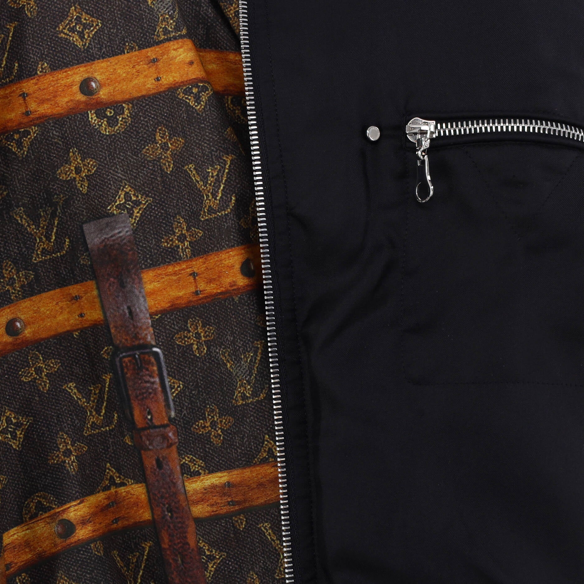 Men's Reversible Bomber Jacket Limited Edition Time Trunk Monogram Polyester Blend