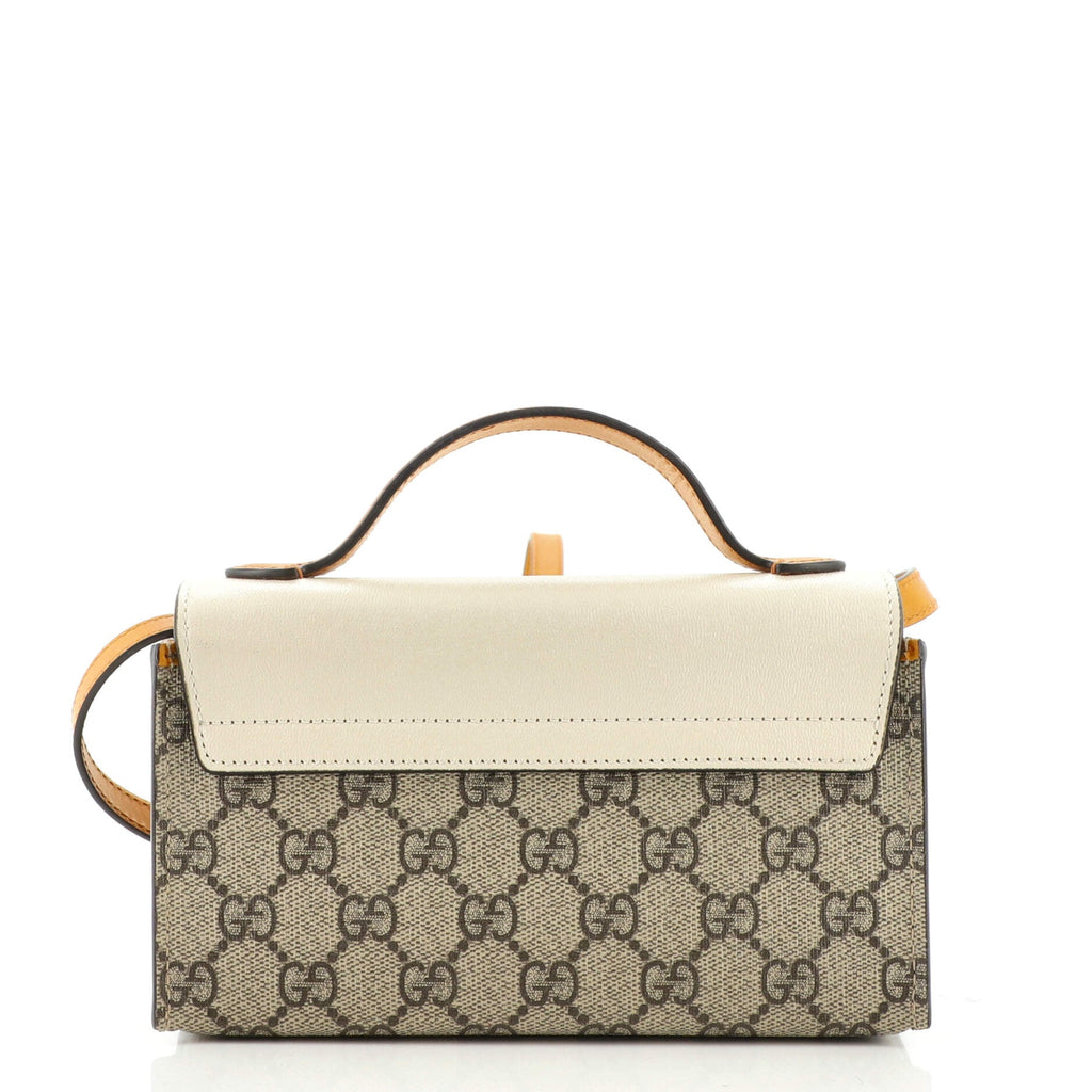Padlock Convertible Top Handle Bag GG Coated Canvas and Leather Mini
