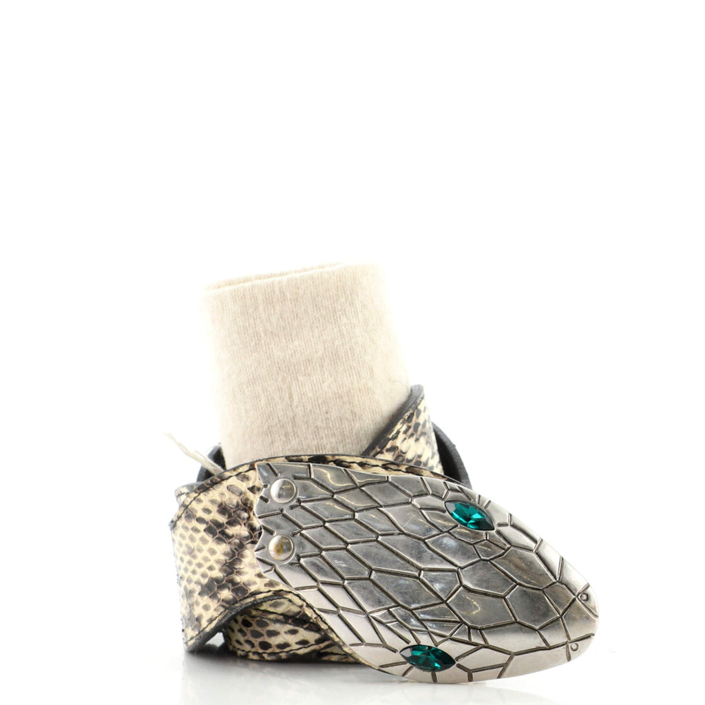 Waved Snake Belt Snakeskin and Metal Wide 80