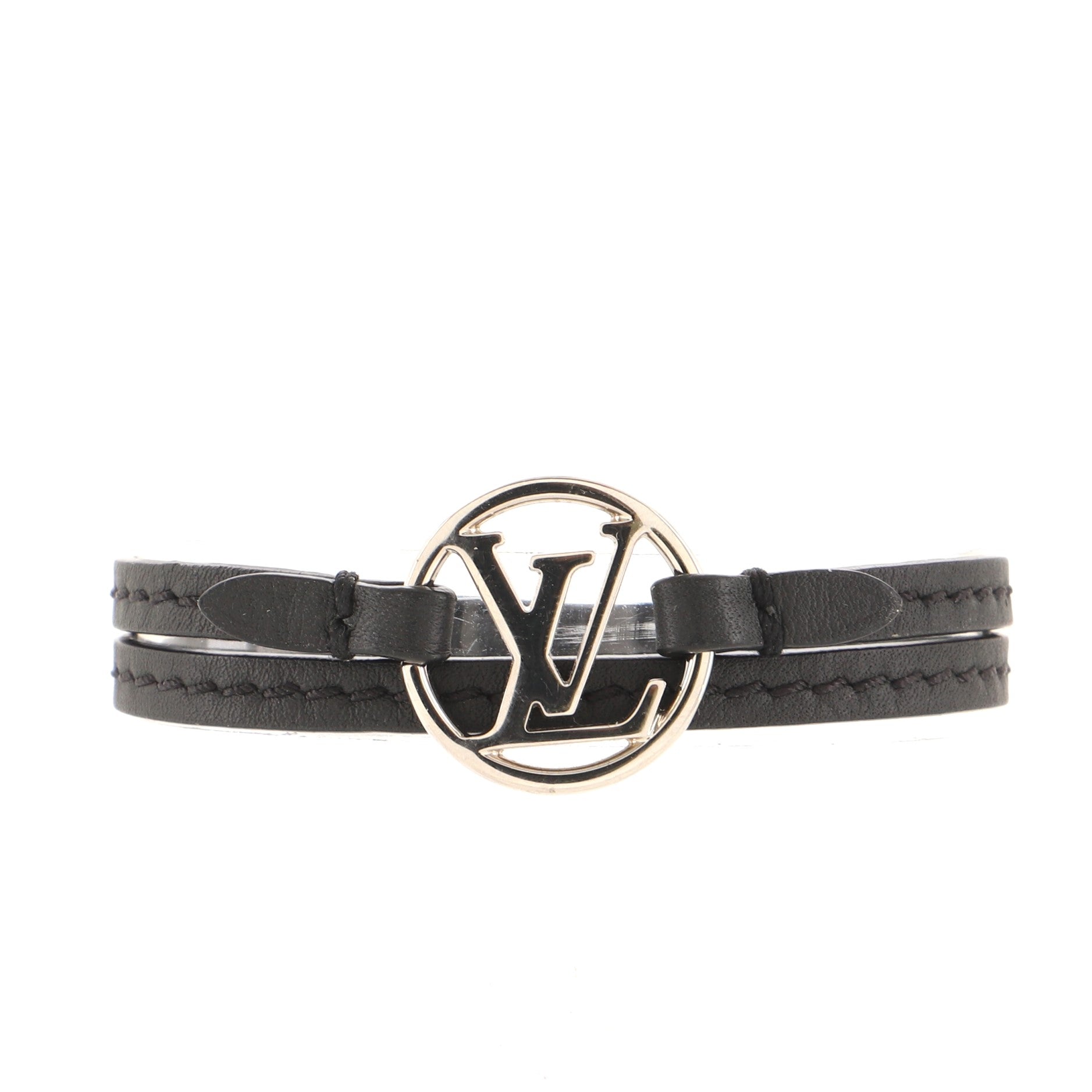 LV Circle Double Wrap Bracelet Leather and Metal