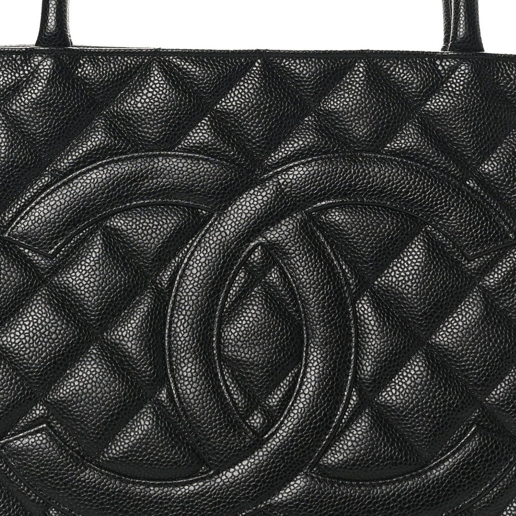 Caviar Quilted Medallion Tote Black