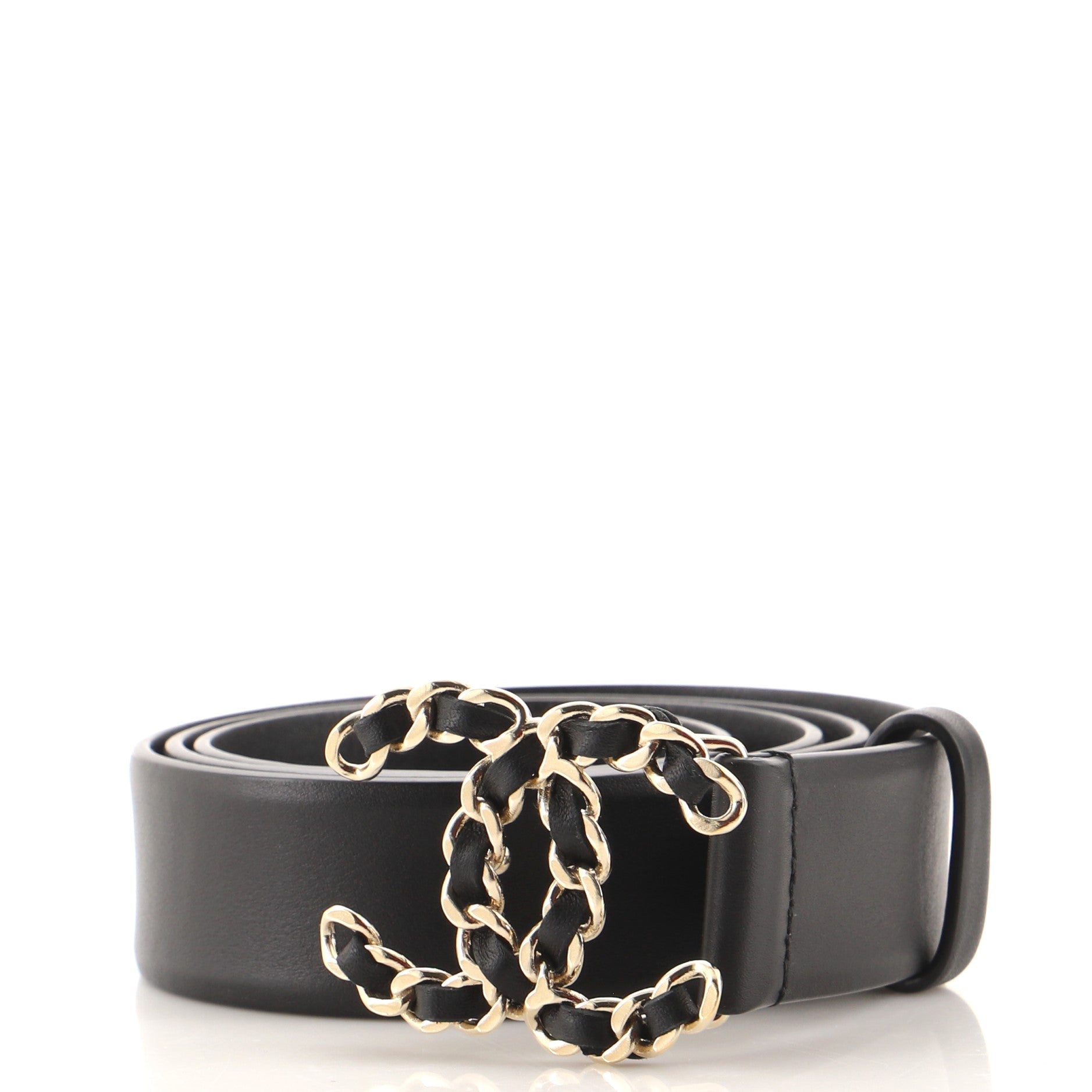 Woven Chain CC Buckle Belt Leather Medium 85