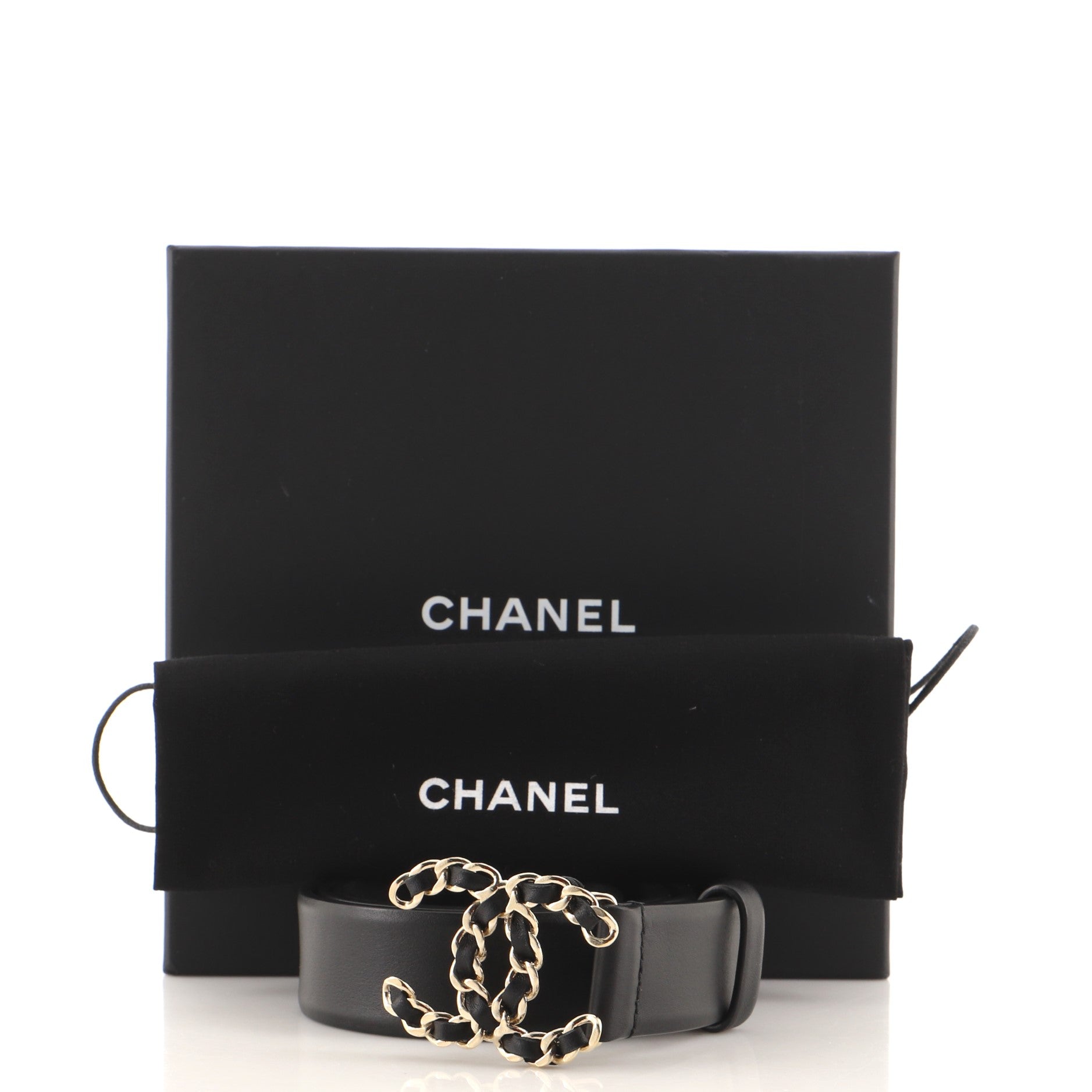 Woven Chain CC Buckle Belt Leather Medium 85
