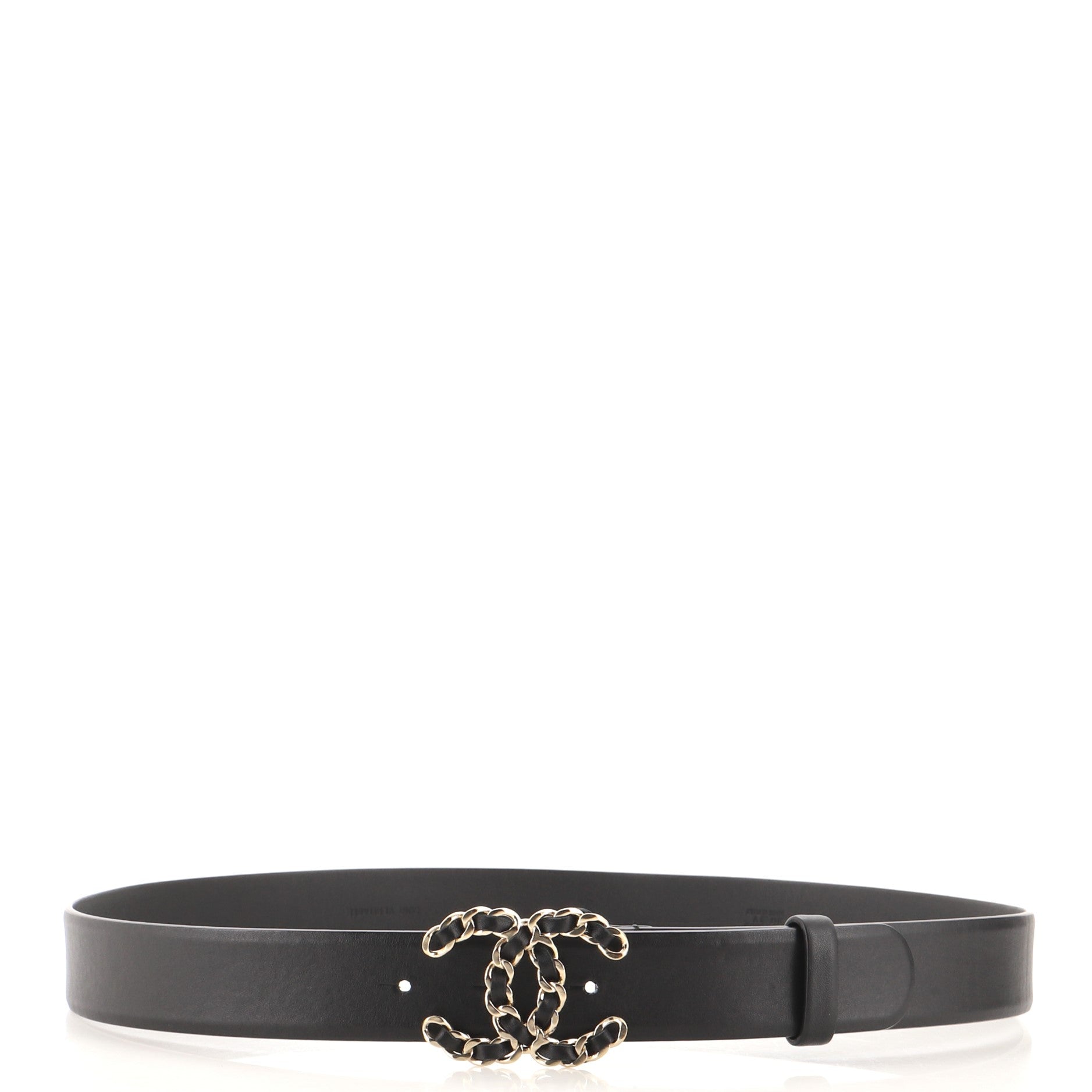 Woven Chain CC Buckle Belt Leather Medium 85