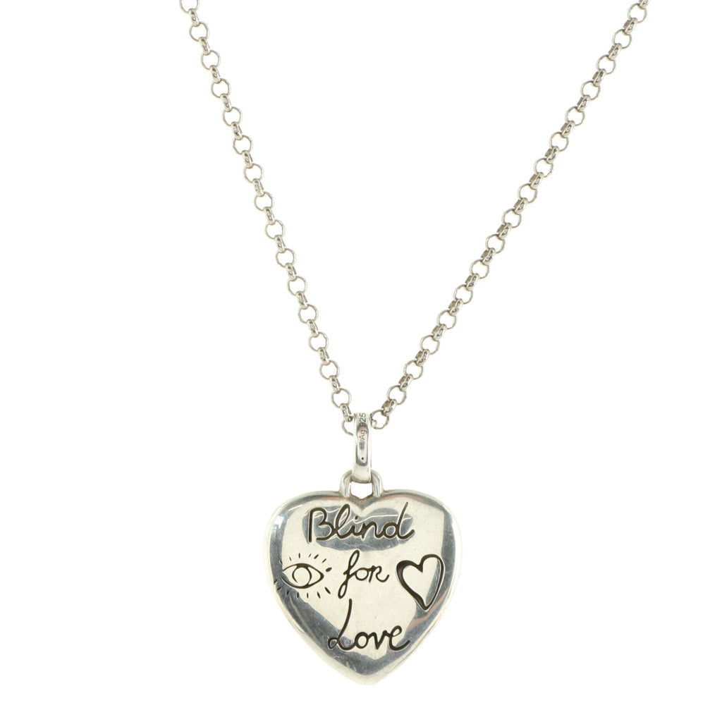 Engraved Heart Pendant Necklace Sterling Silver