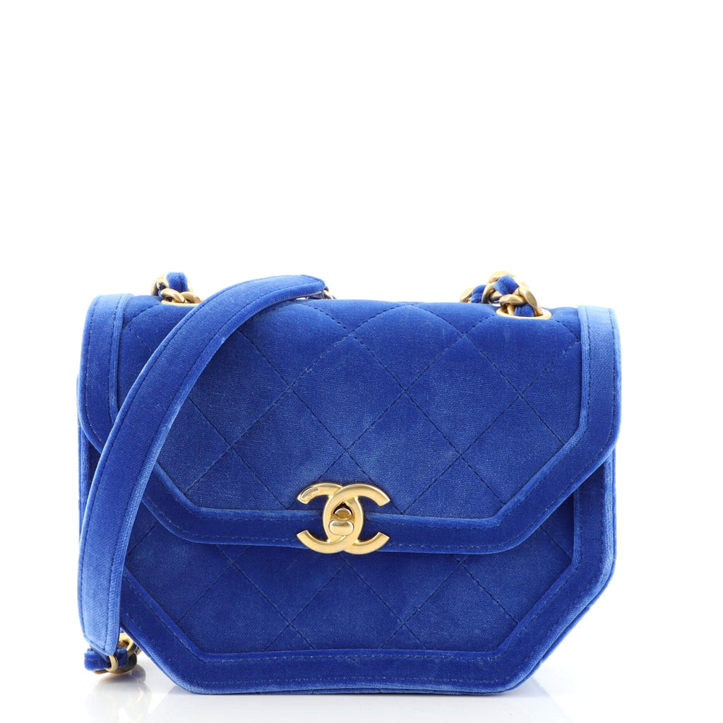 Place Vendome Geometric Flap Bag Quilted Velvet Mini