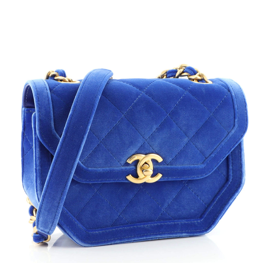 Place Vendome Geometric Flap Bag Quilted Velvet Mini