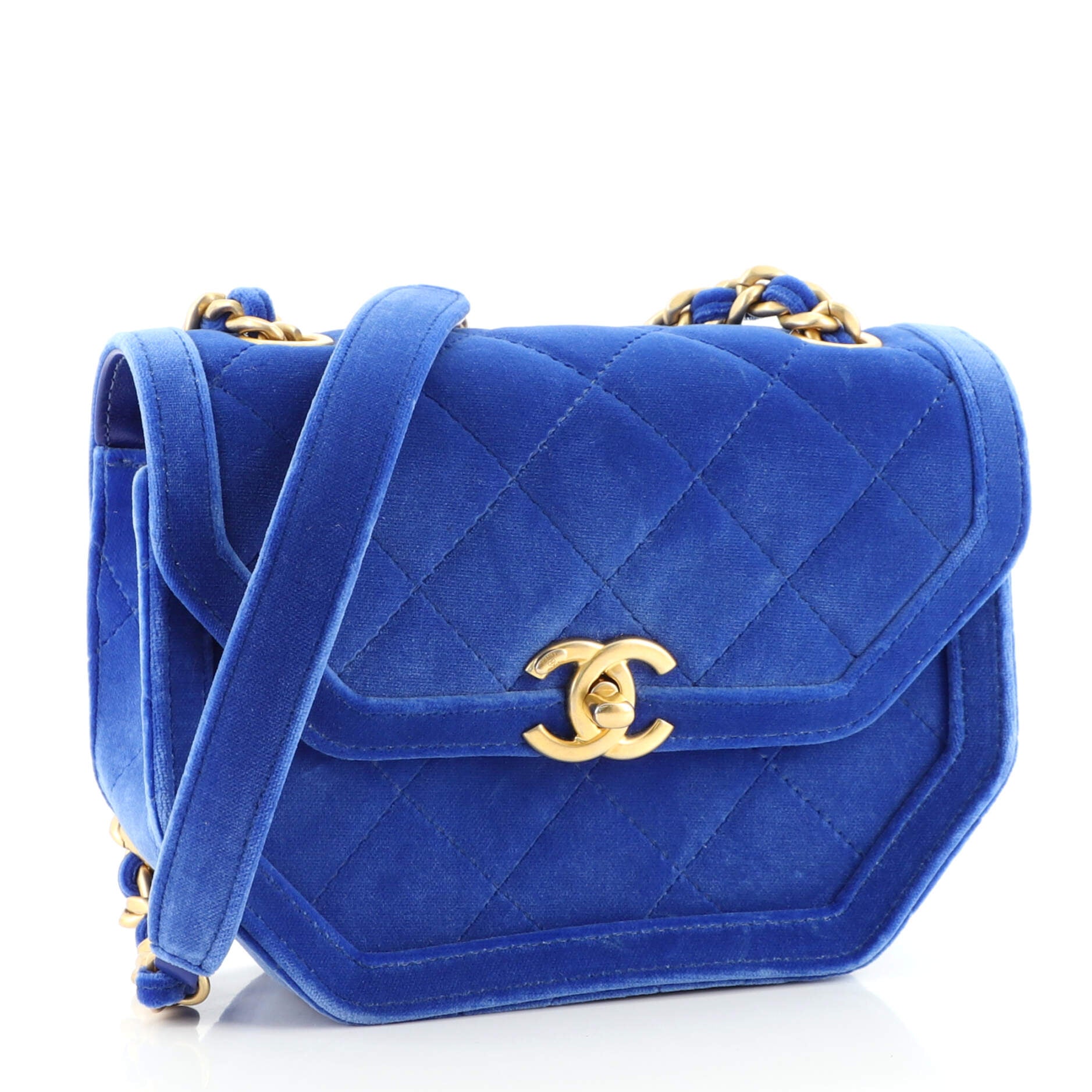 Place Vendome Geometric Flap Bag Quilted Velvet Mini
