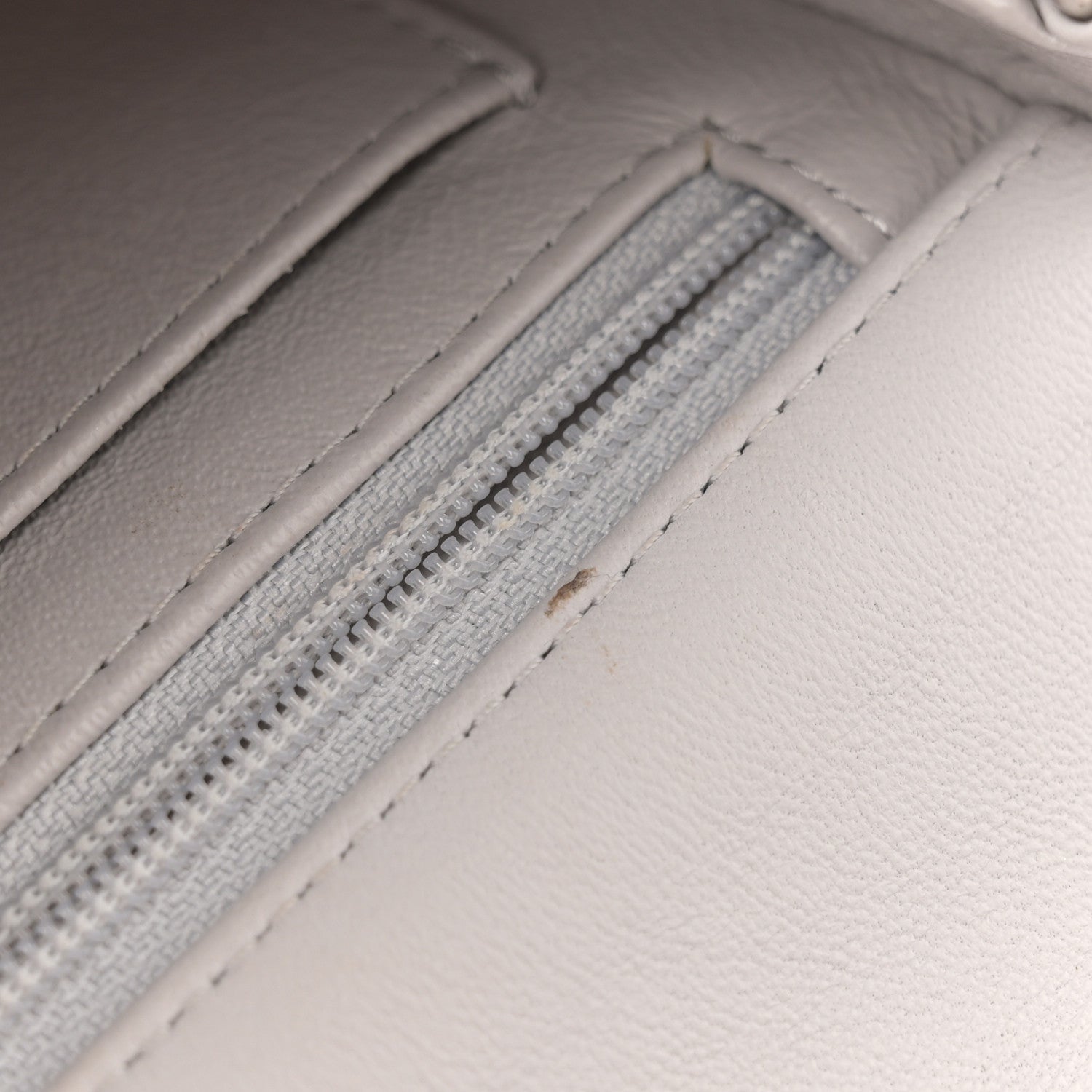 Lambskin Quilted Mini Rectangular Flap Grey